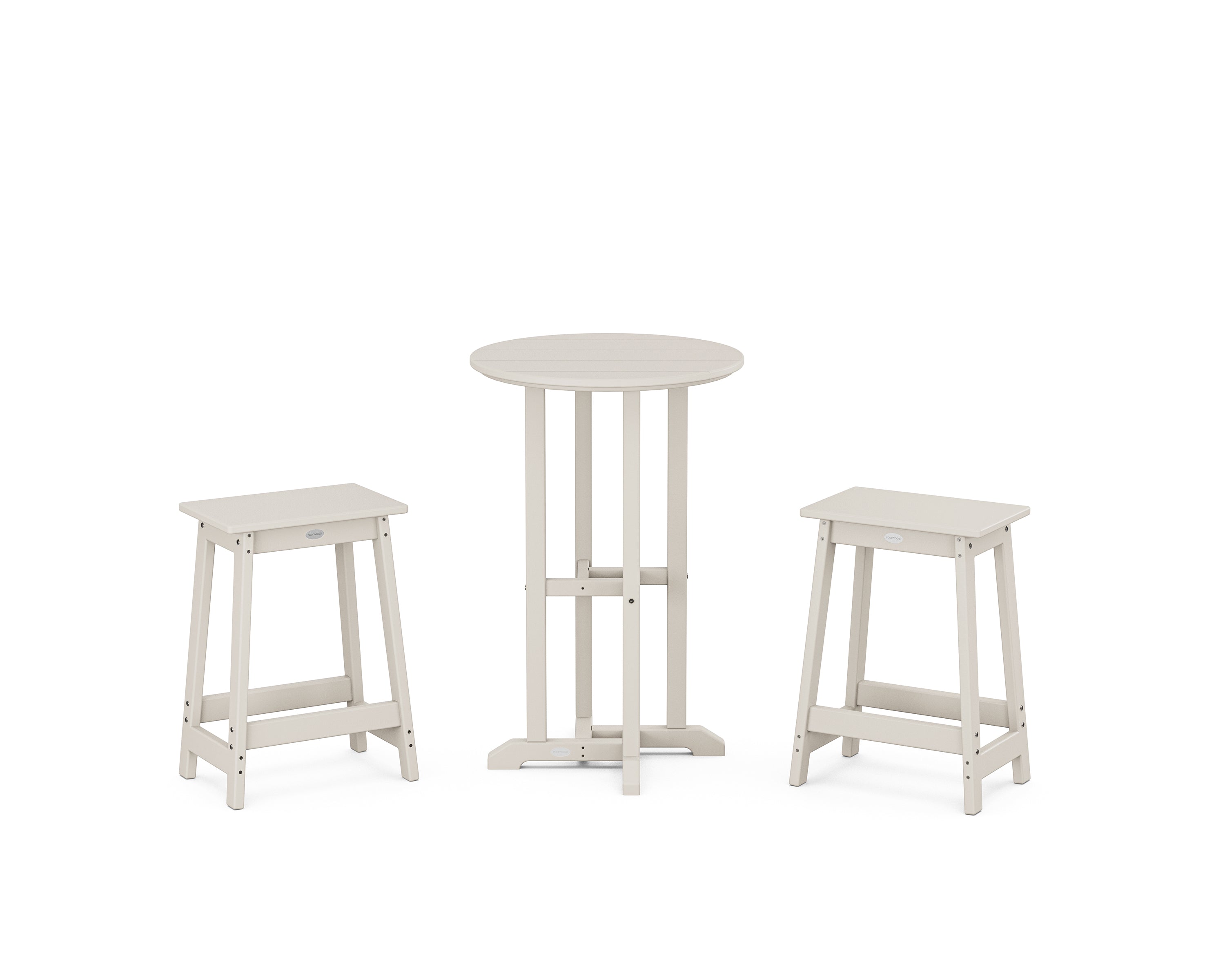 POLYWOOD Modern Studio Counter Stool 3-Piece Bistro Set in Sand