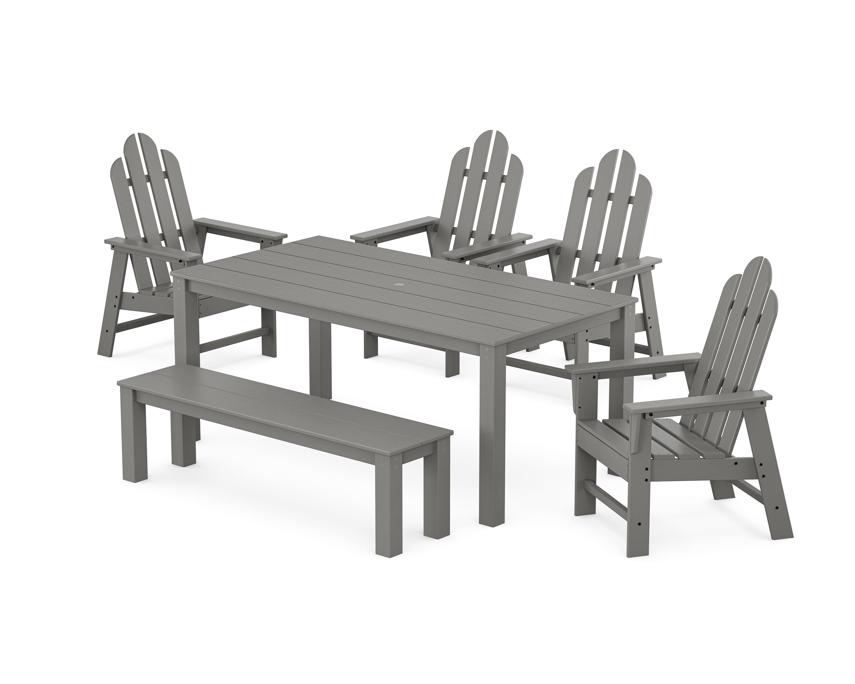 POLYWOOD® Long Island 6-Piece Parsons Dining Set with Bench in Slate Grey