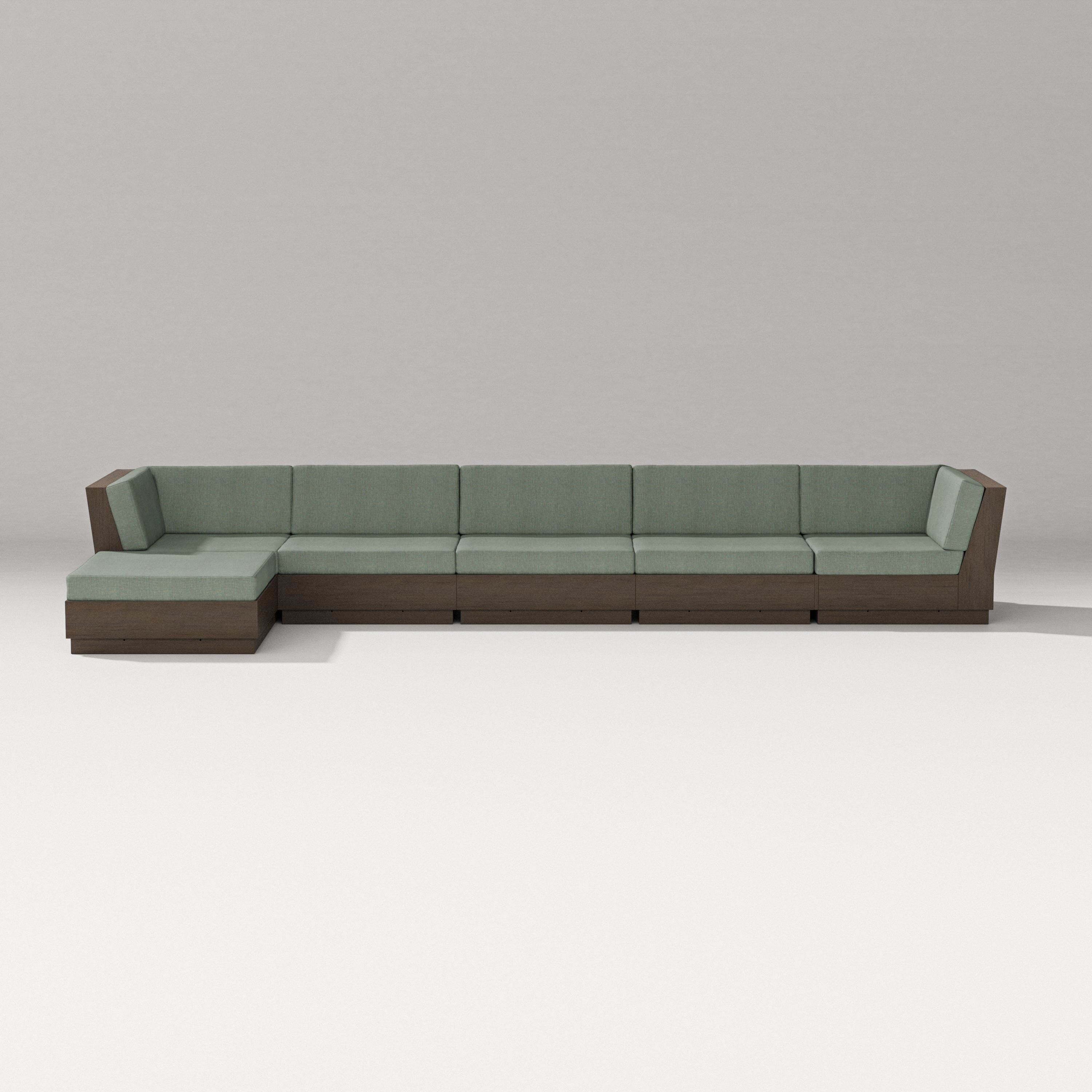 PW Designer Series Elevate 6-Piece Chaise Sectional in Kona / Cast Sage