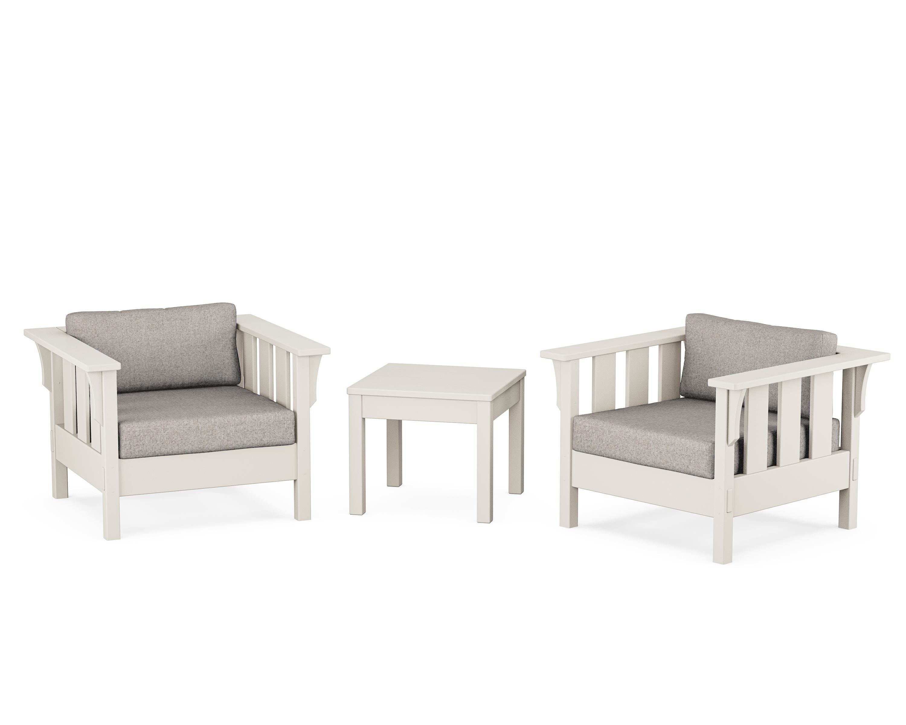 Martha Stewart by POLYWOOD Acadia 3-Piece Deep Seating Set in Sand / Weathered Tweed