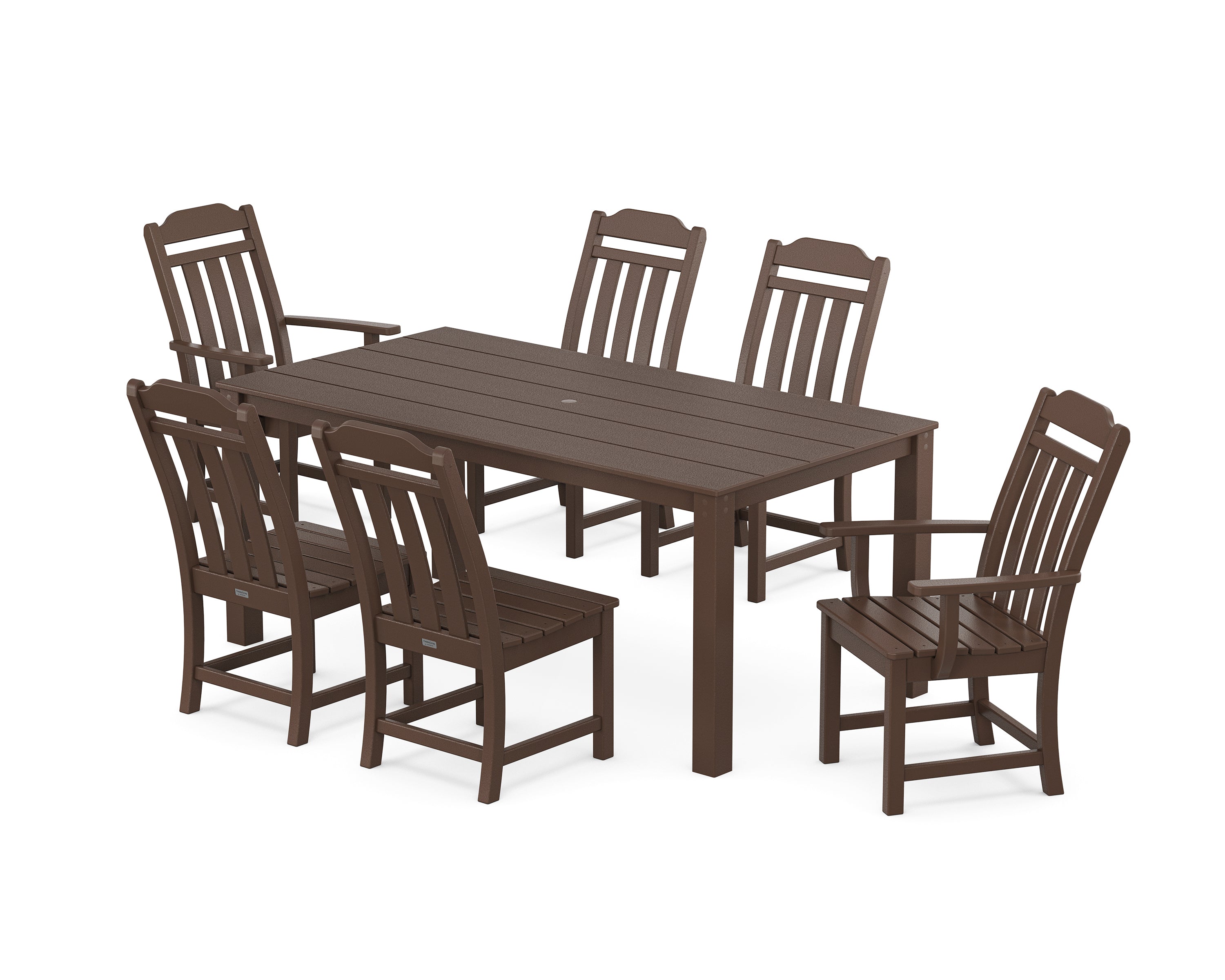 Polywood Country Living 7-Piece Parsons Dining Set in Mahogany