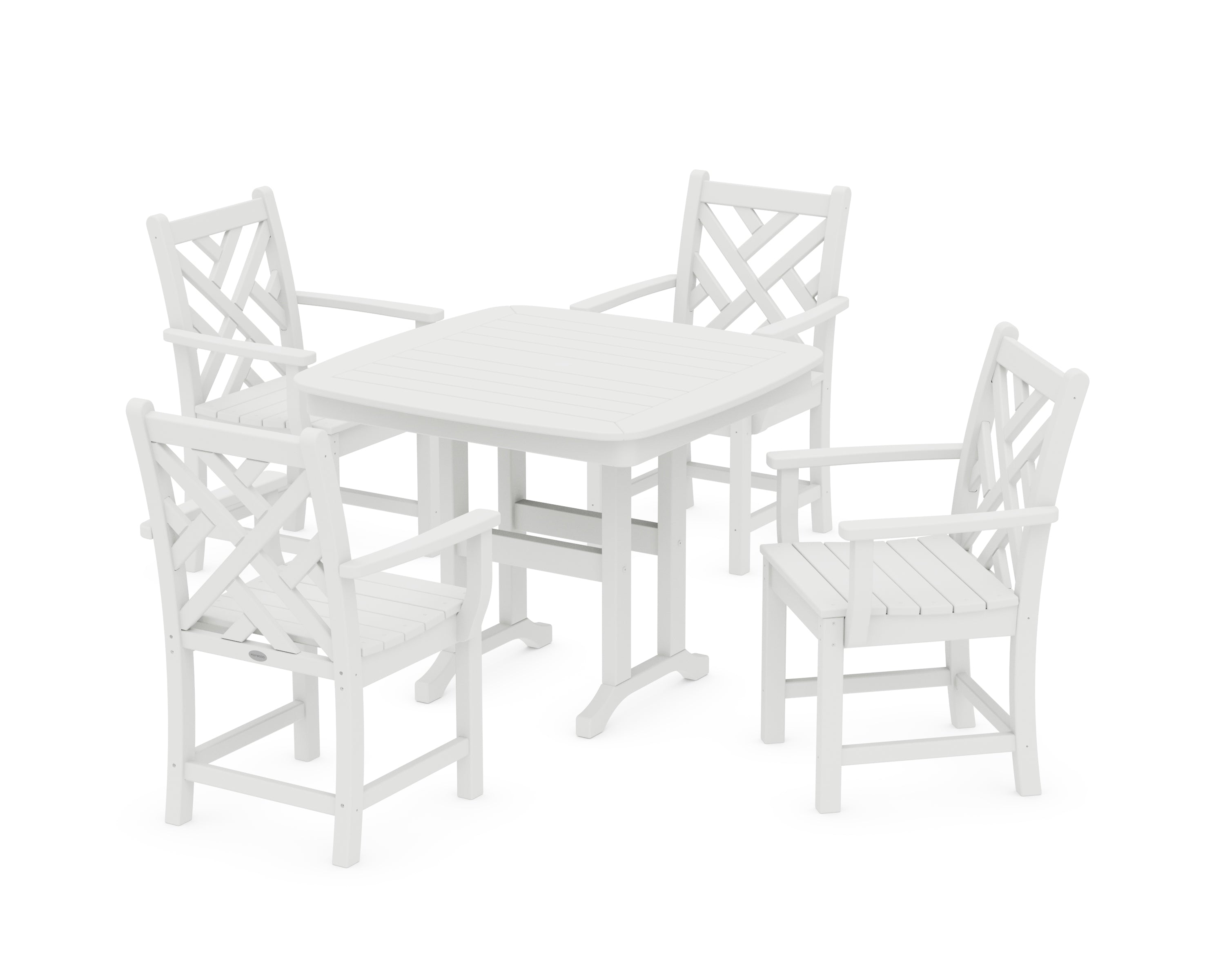 POLYWOOD Chippendale 5-Piece Dining Set in White