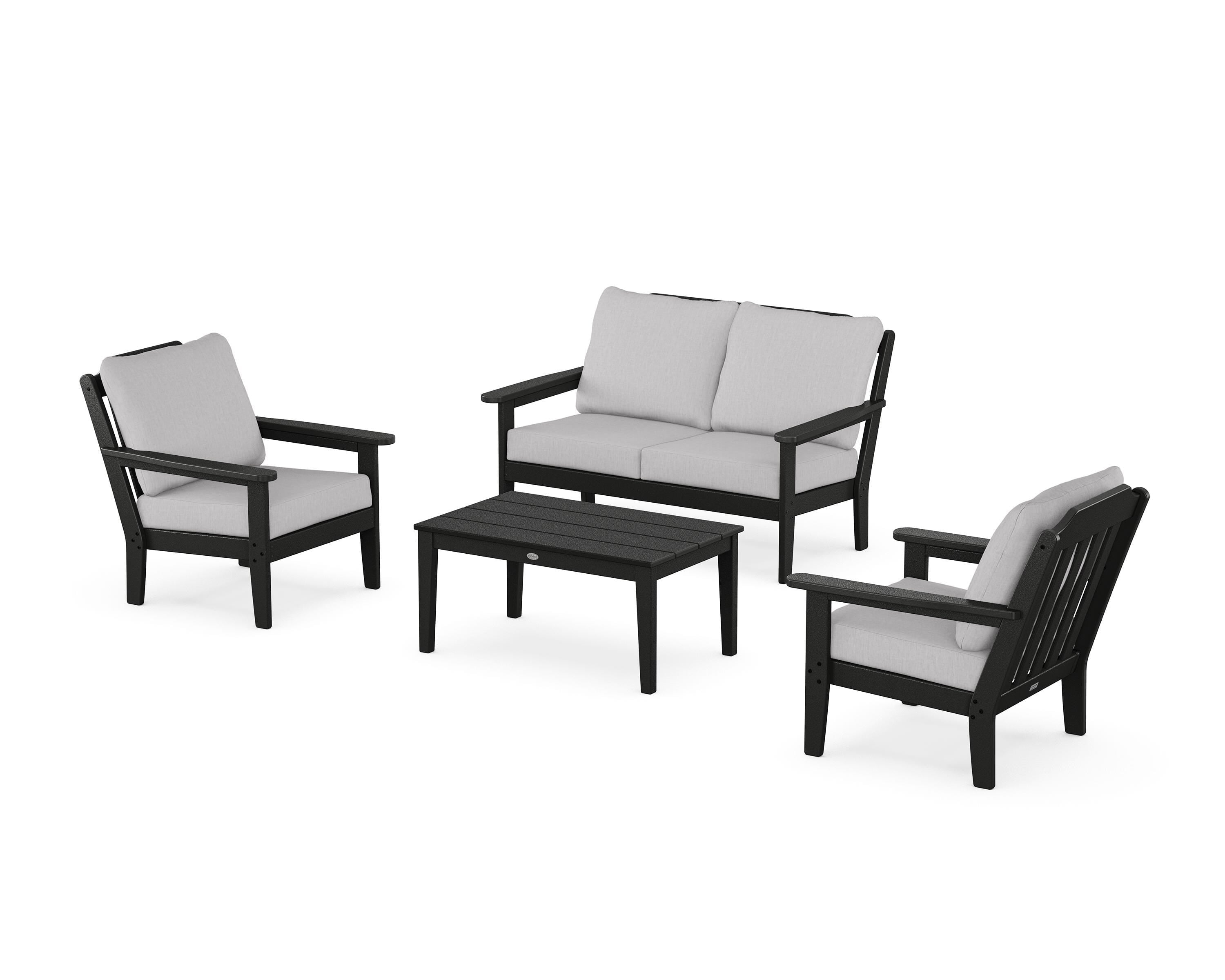 Country Living Cottage 4-Piece Deep Seating Set with Loveseat in Black / Granite
