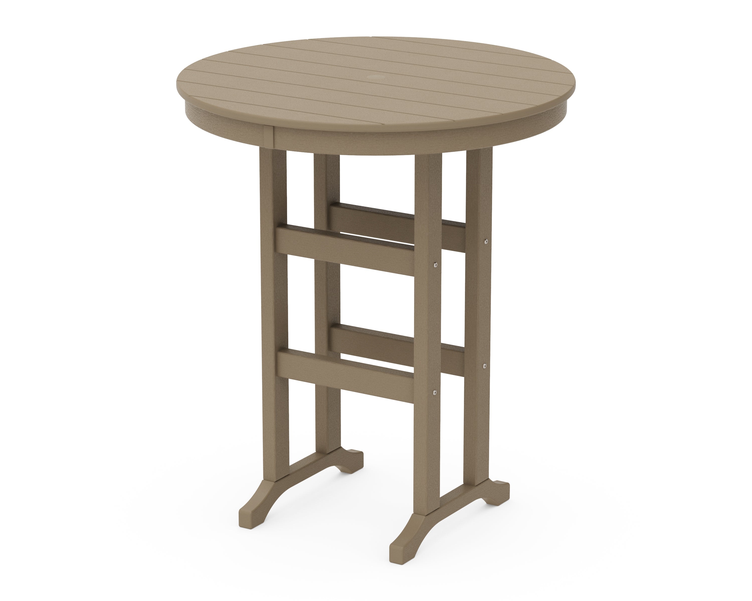 POLYWOOD 36" Round Farmhouse Bar Table in Vintage Sahara