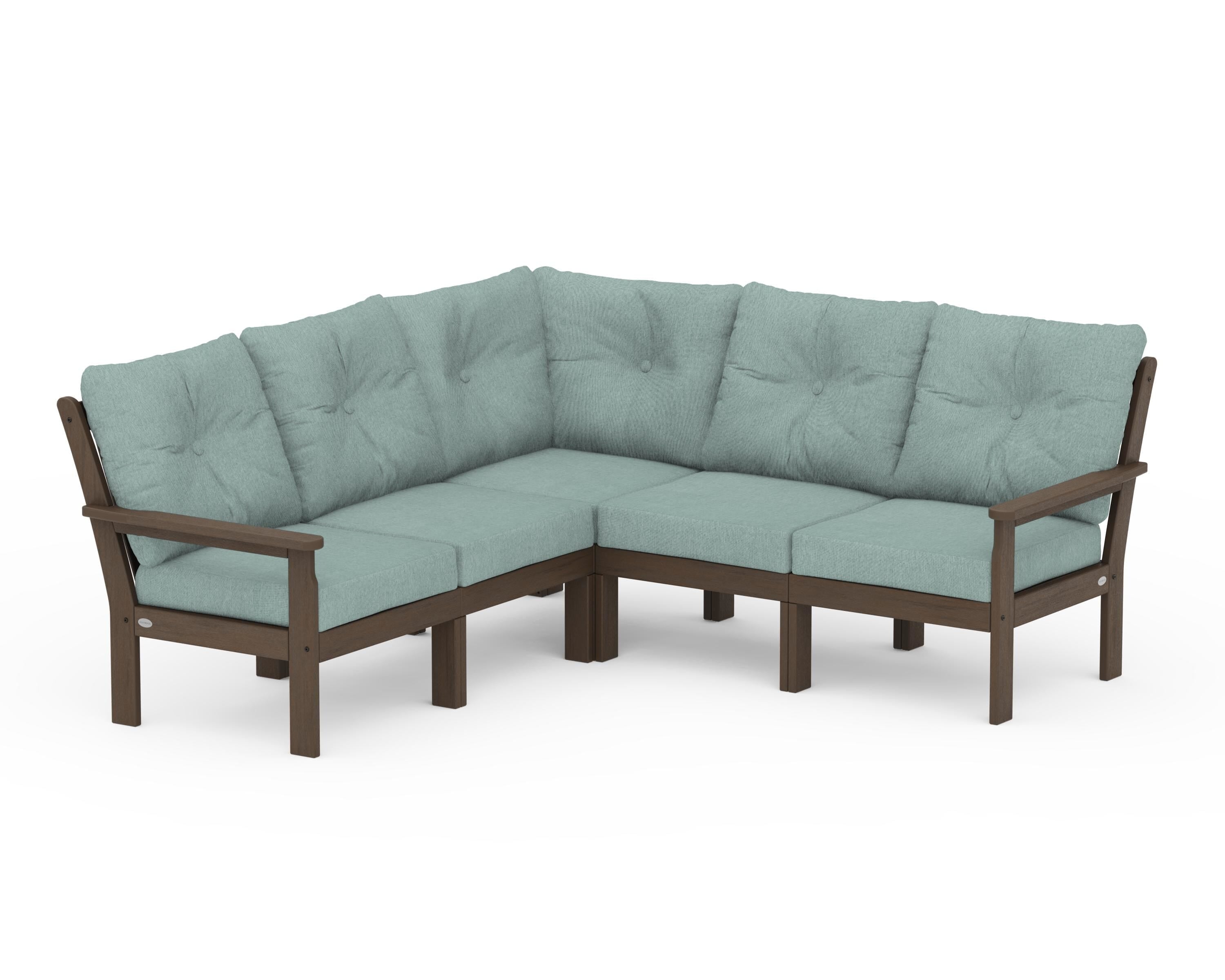 POLYWOOD Vineyard 5-Piece Sectional in Kona / Glacier Spa