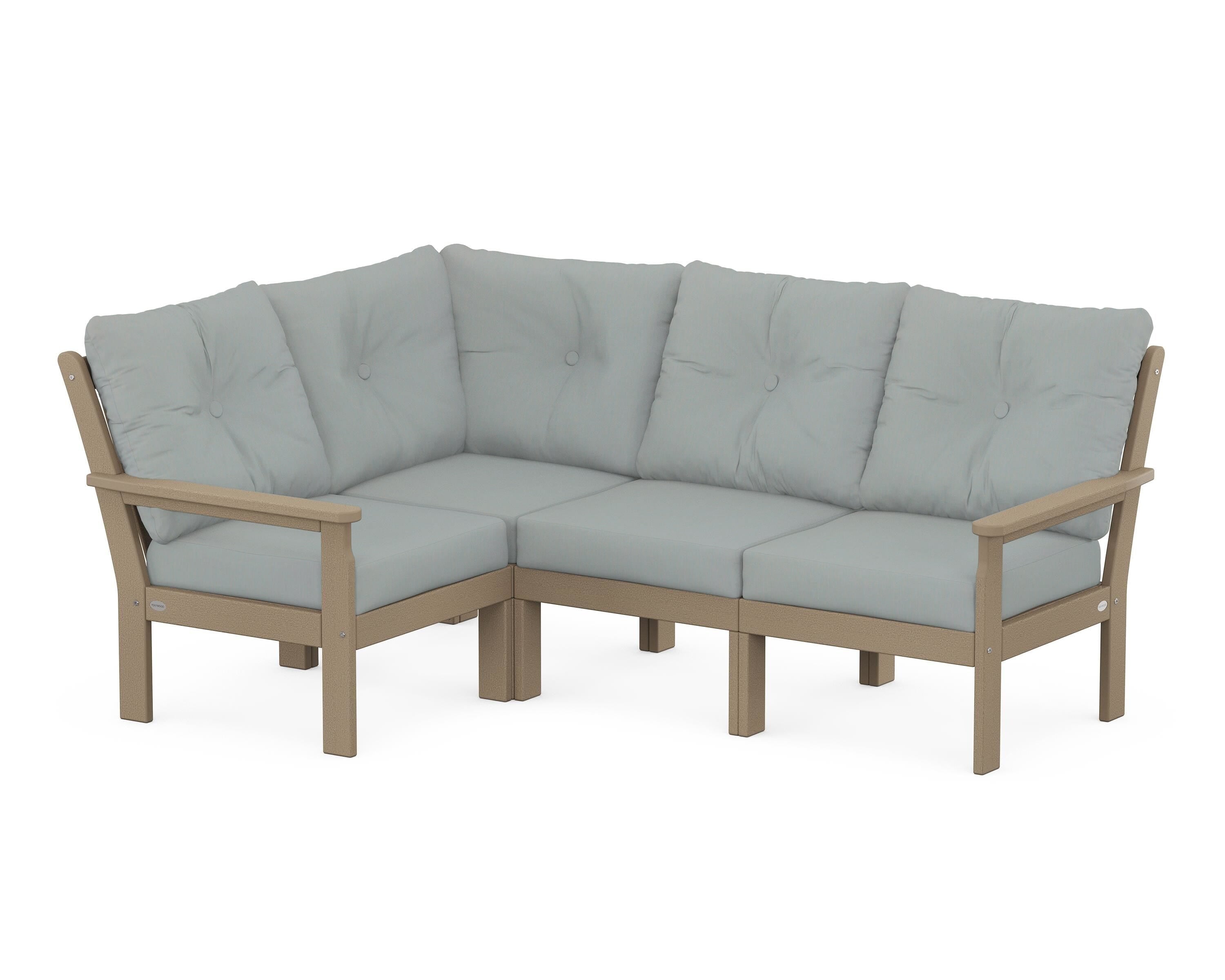 POLYWOOD Vineyard 4-Piece Sectional in Vintage Sahara / Spa