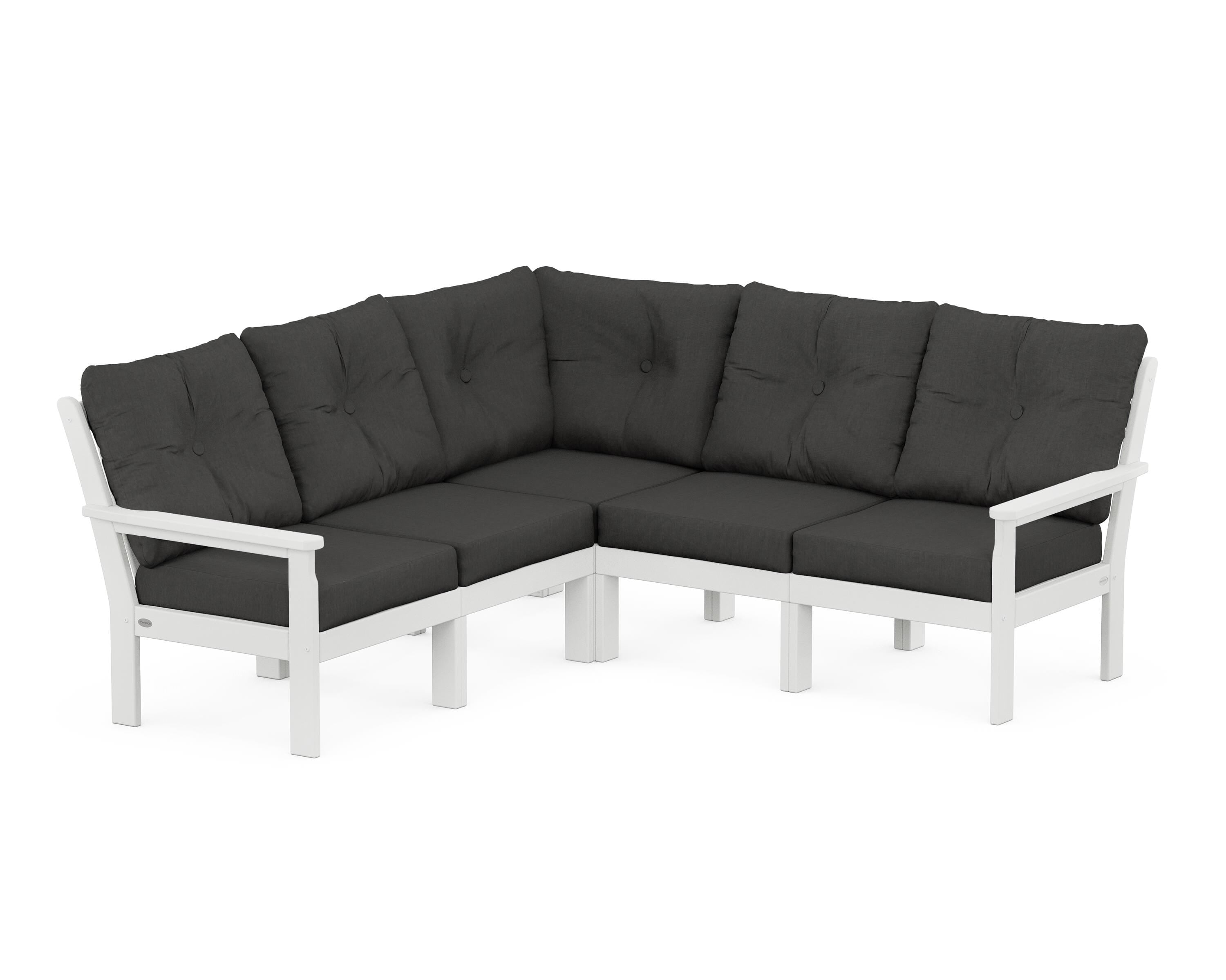 POLYWOOD Vineyard 5-Piece Sectional in White / Spectrum Carbon