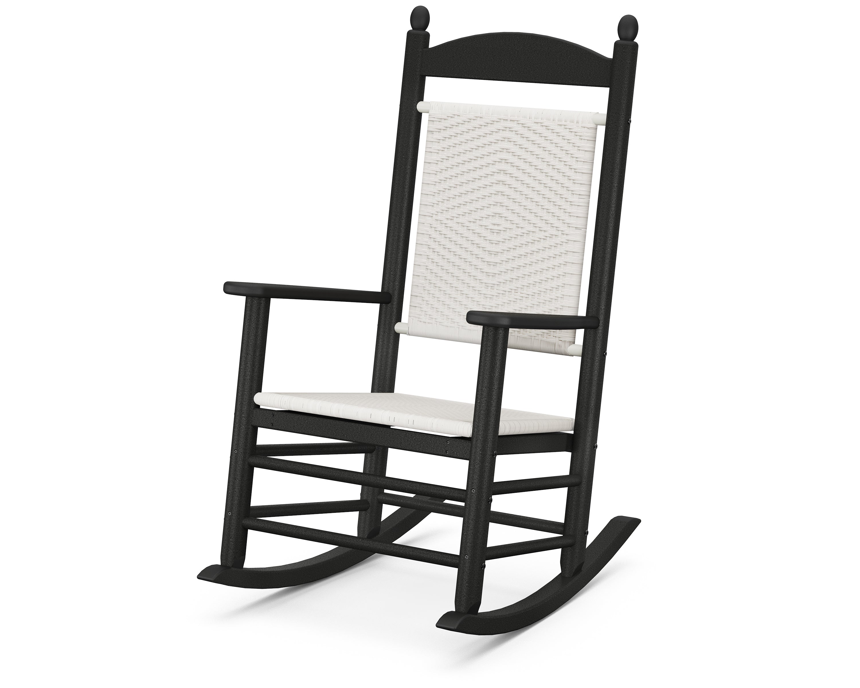 POLYWOOD® Jefferson Woven Rocking Chair in Black / White Loom