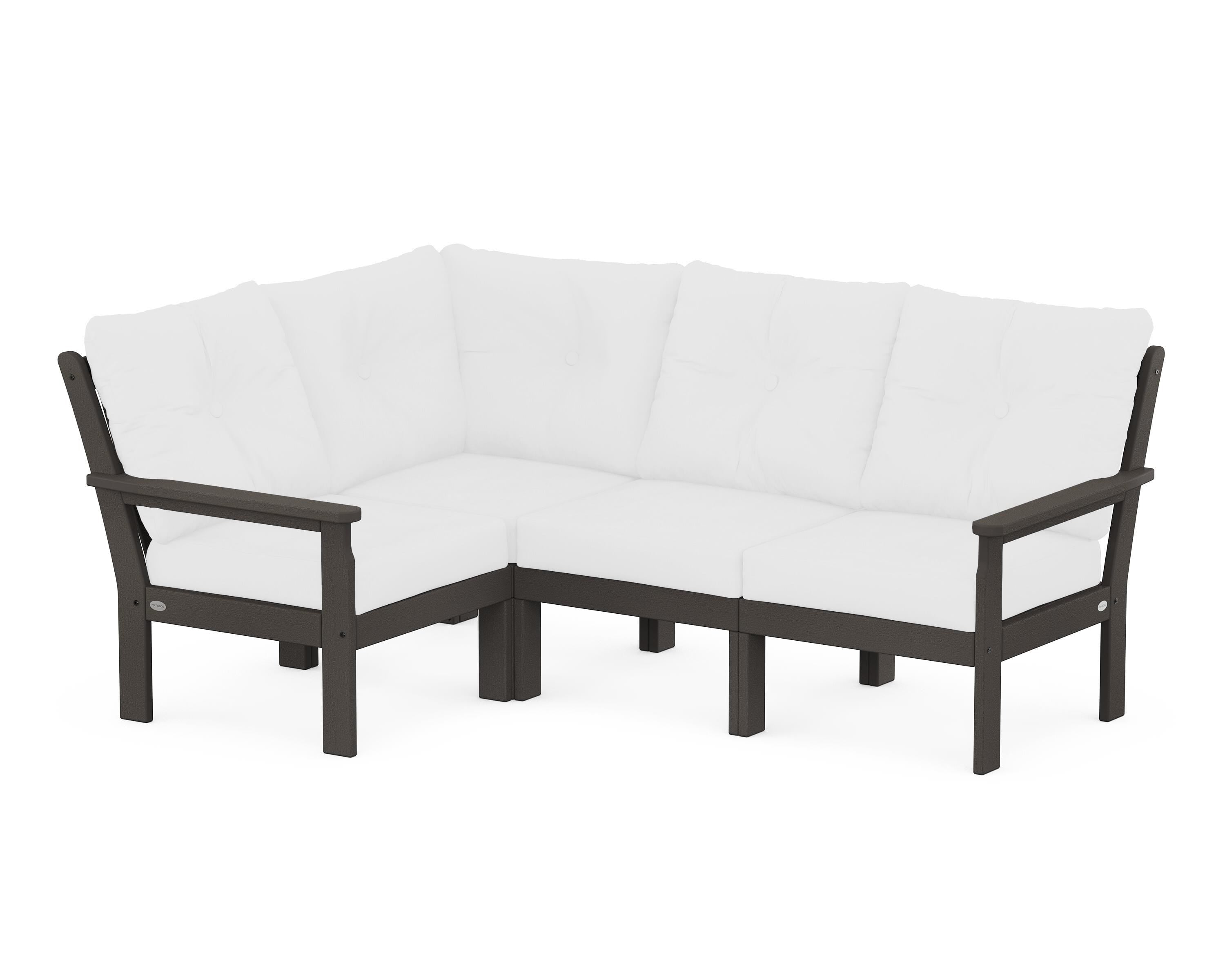 POLYWOOD Vineyard 4-Piece Sectional in Vintage Coffee / Natural