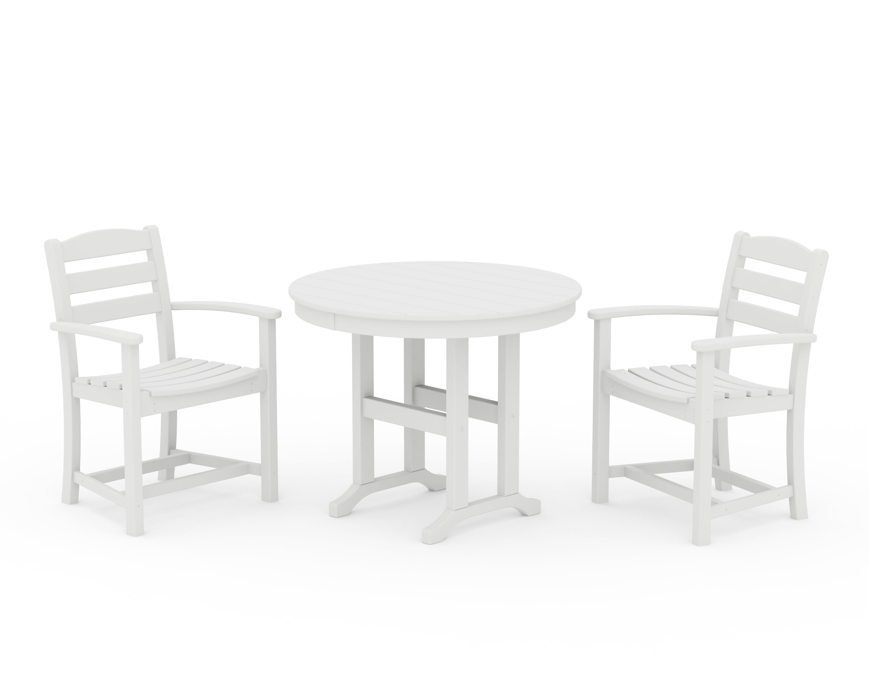 POLYWOOD La Casa Café 3-Piece Round Dining Set in White