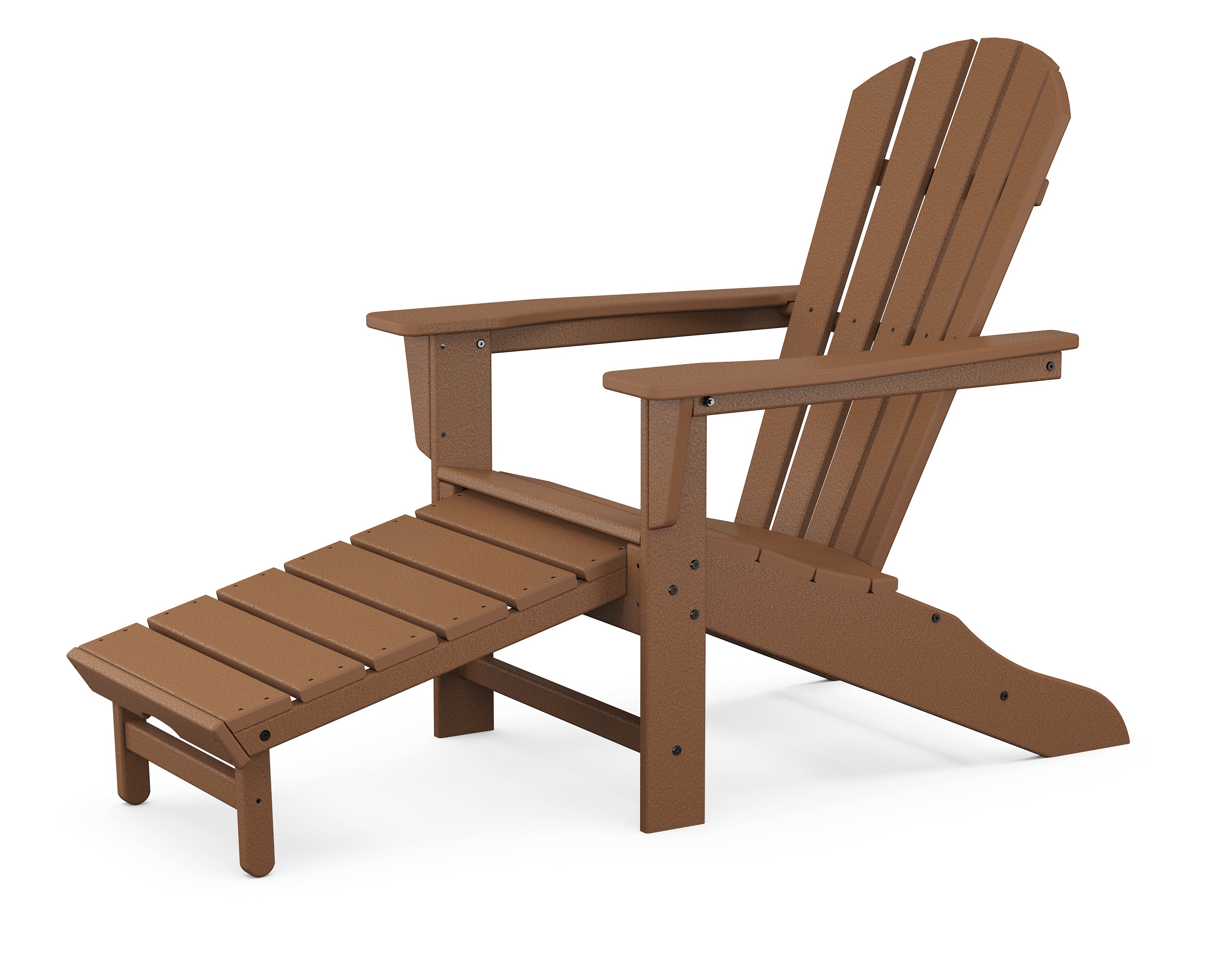 POLYWOOD Palm Coast Ultimate Adirondack with Hideaway Ottoman in Teak