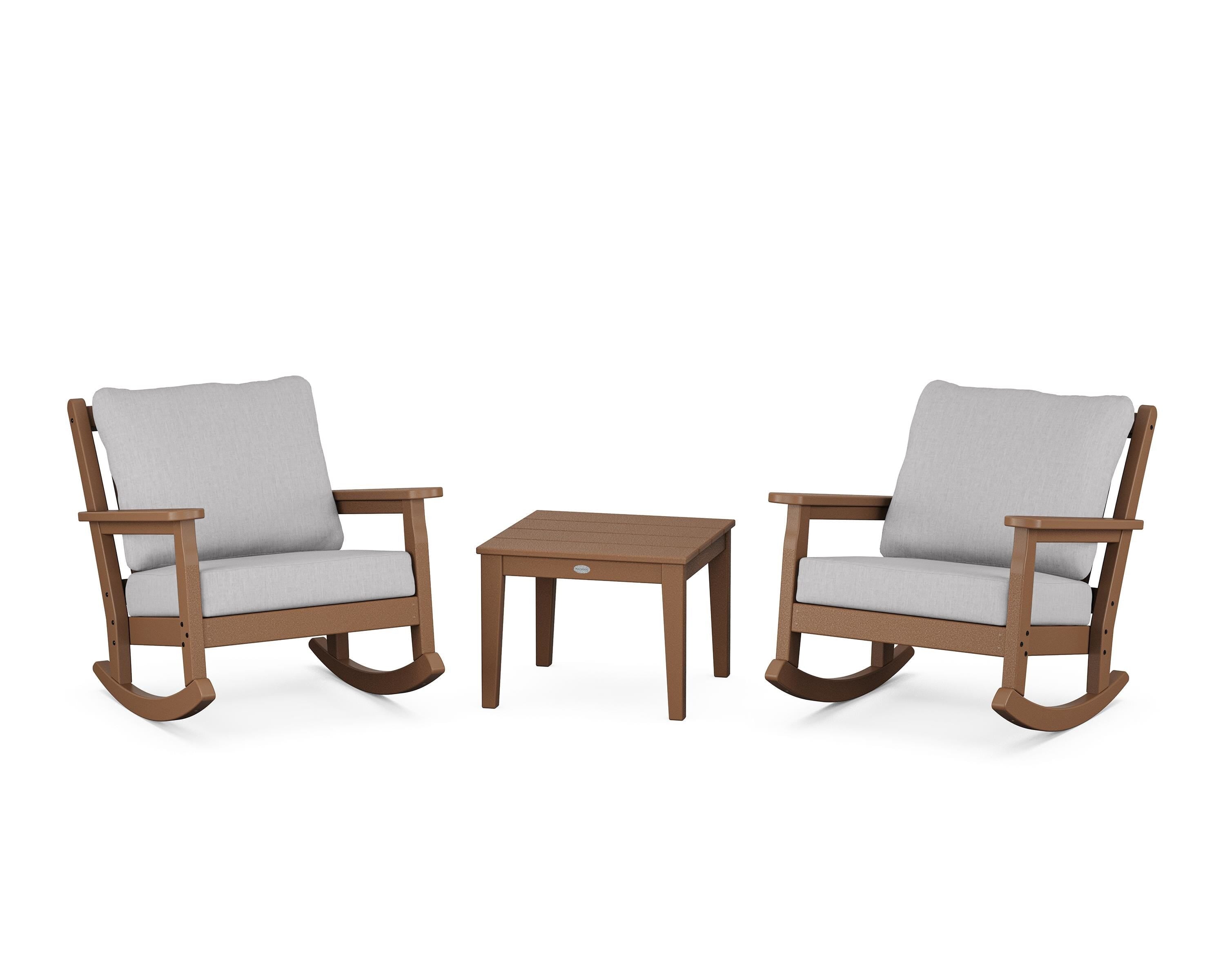 POLYWOOD Chippendale 3-Piece Deep Seating Rocker Set in Teak / Granite