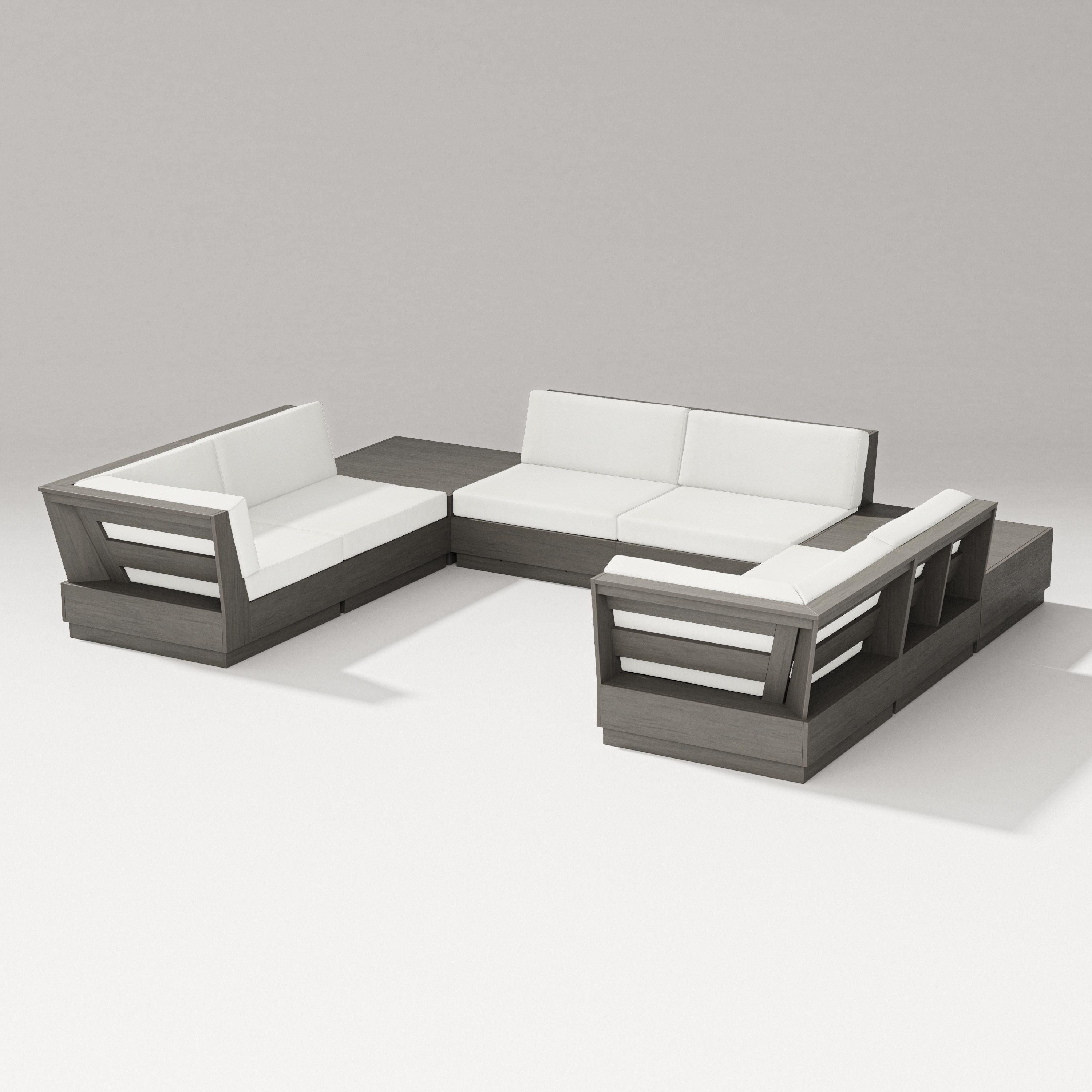 PW Designer Series Elevate 8-Piece U-Shaped Sectional in Driftwood / Natural Linen