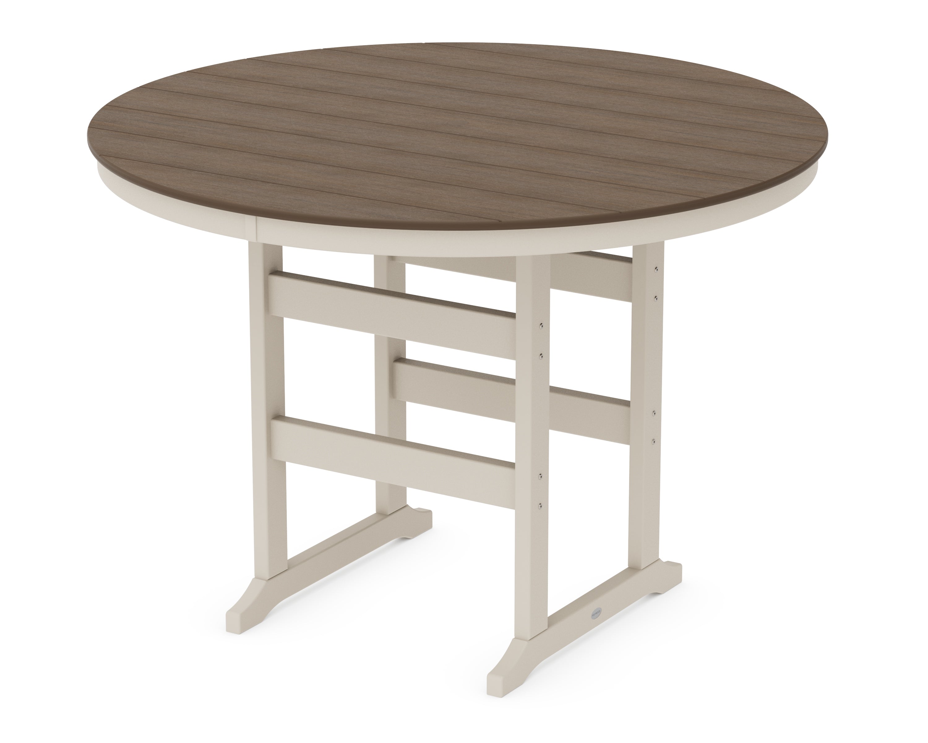 POLYWOOD 60” Round Farmhouse Bar Table in Sand / Kona