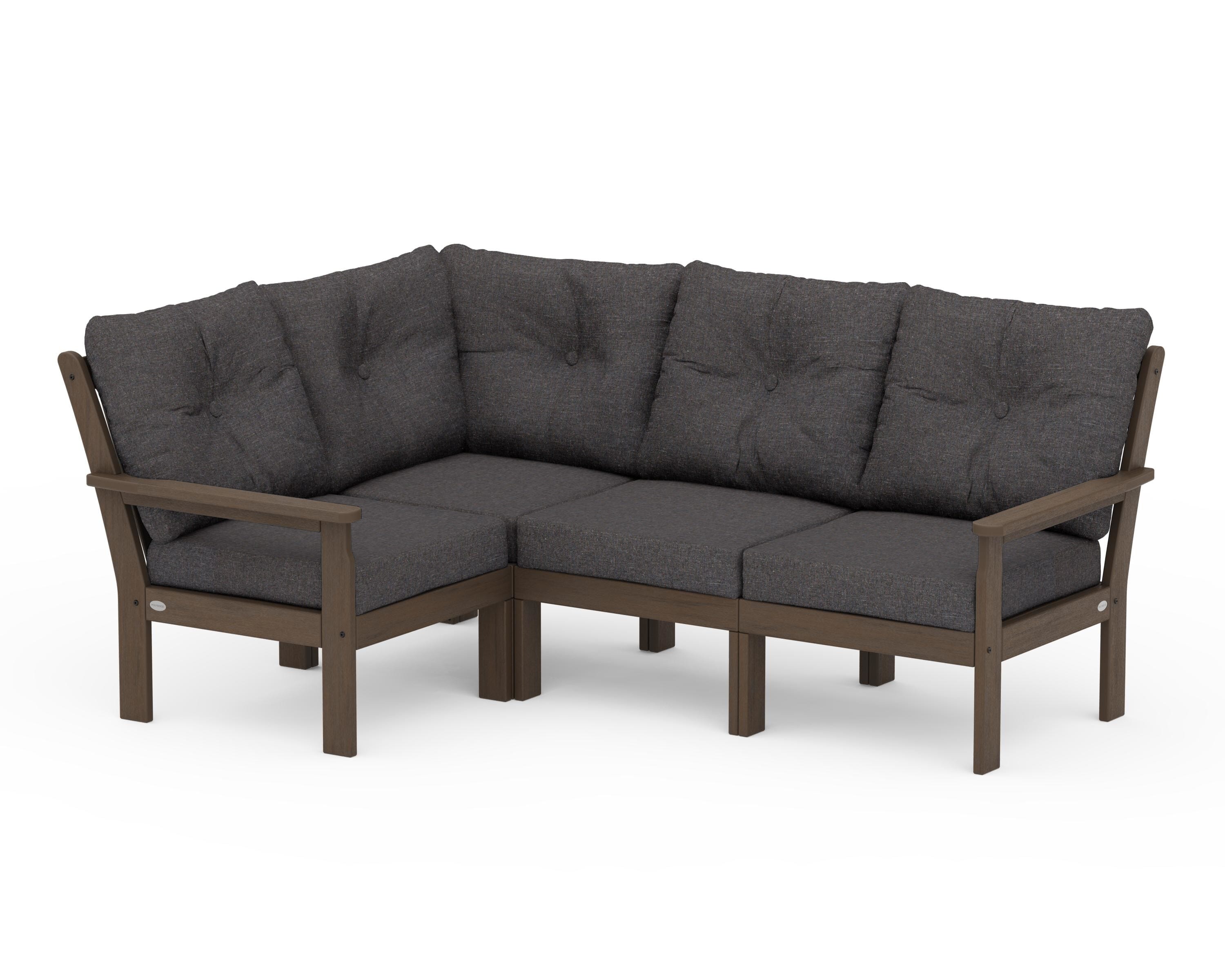 POLYWOOD Vineyard 4-Piece Sectional in Kona / Ash Charcoal
