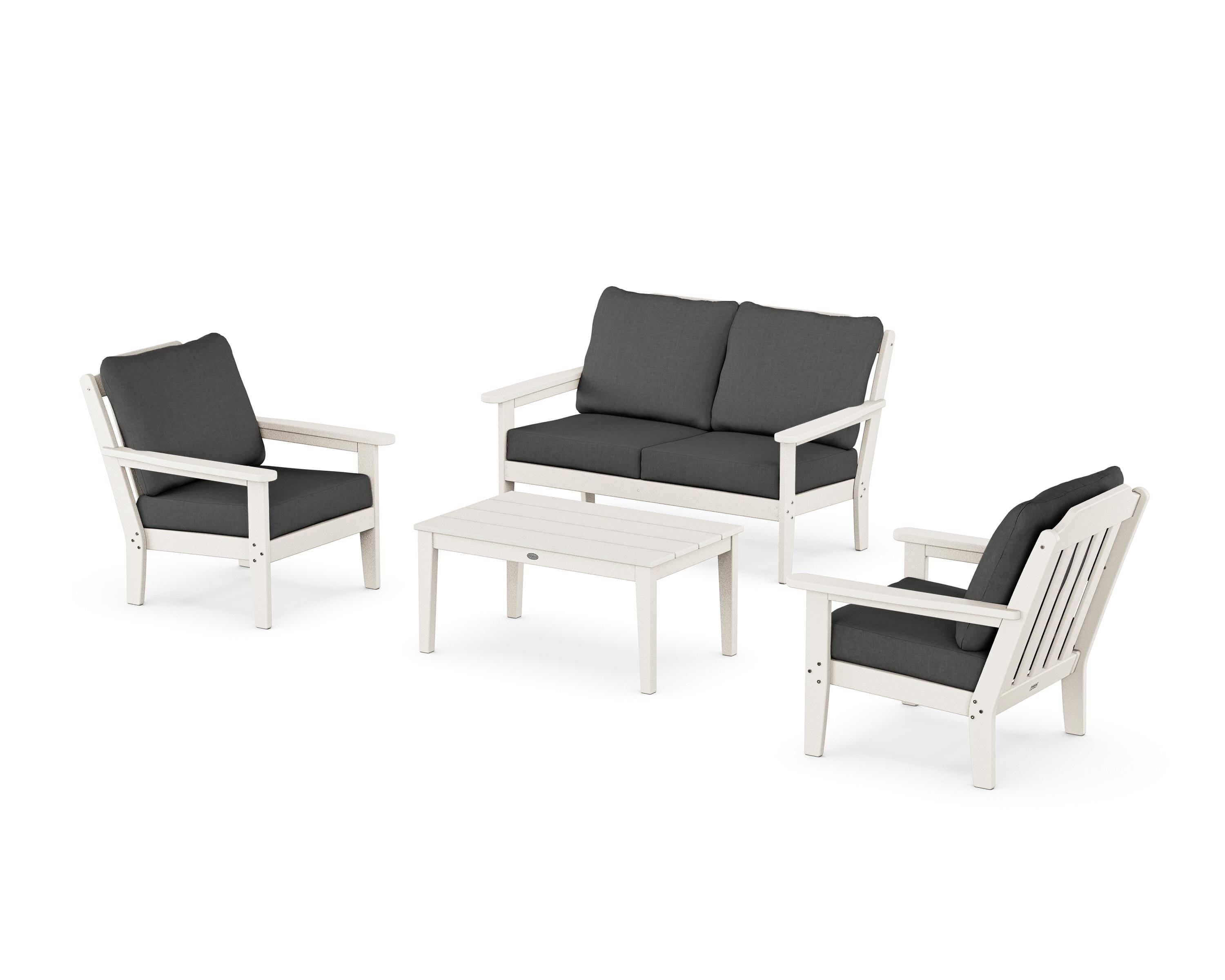 Country Living Cottage 4-Piece Deep Seating Set with Loveseat in Sand / Spectrum Carbon