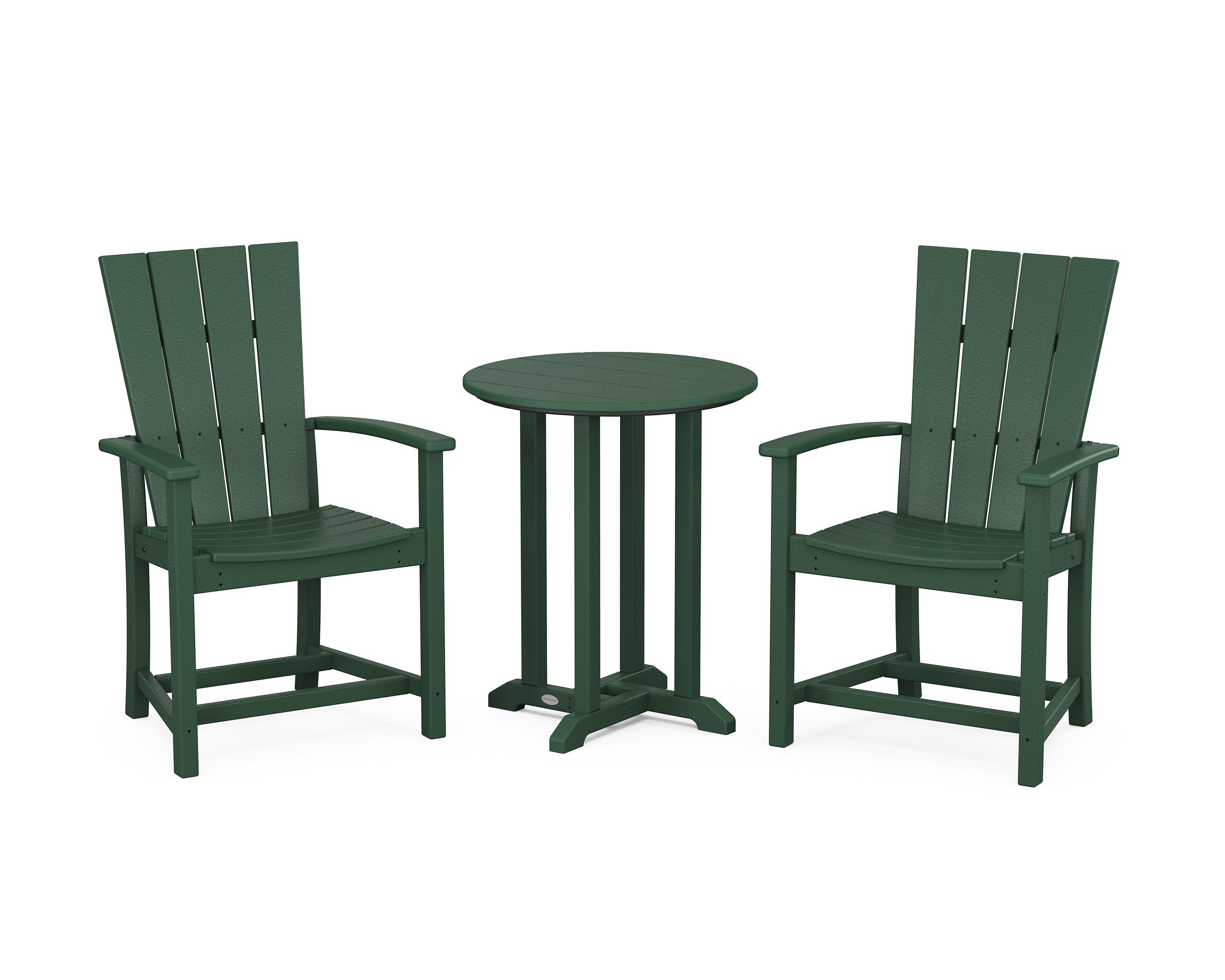 POLYWOOD Quattro 3-Piece Round Farmhouse Bistro Dining Set in Green