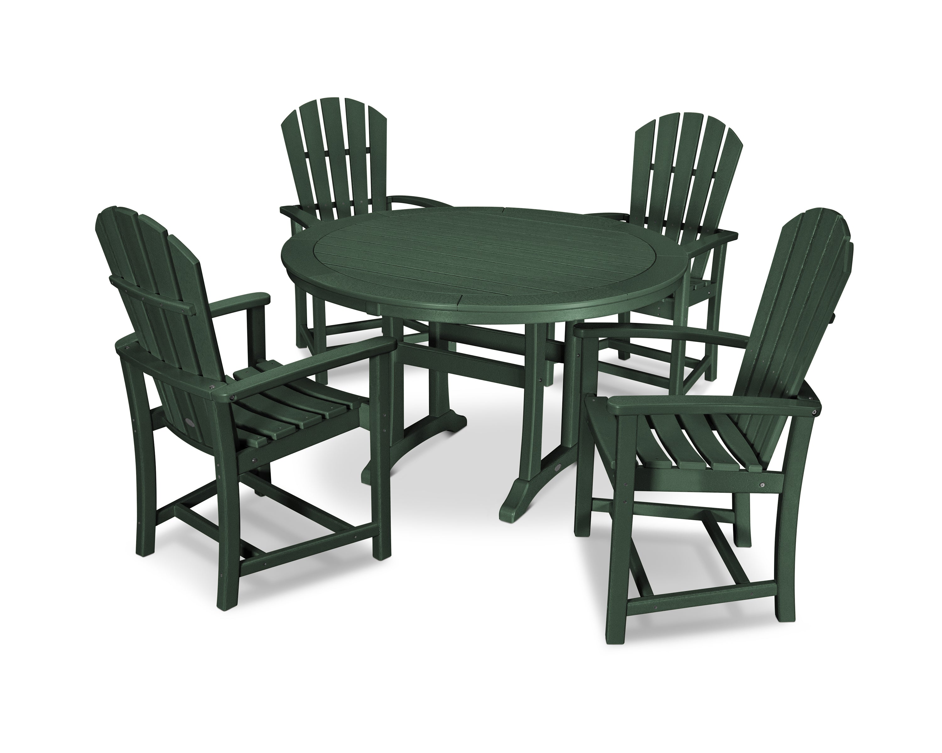 POLYWOOD® Palm Coast 5-Piece Round Dining Set in Green