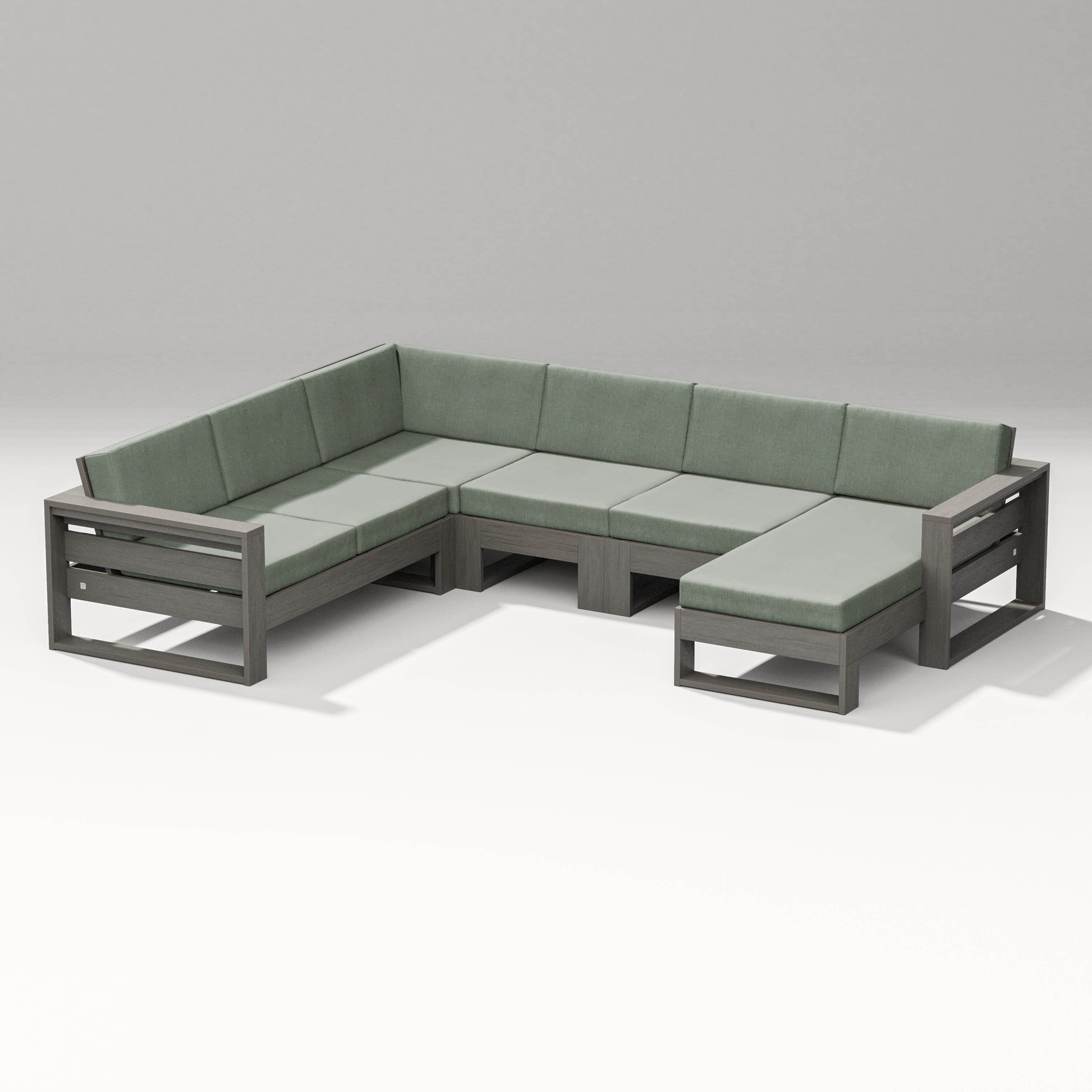 PW Designer Series Latitude Corner Sectional with Right Chaise in Driftwood / Cast Sage