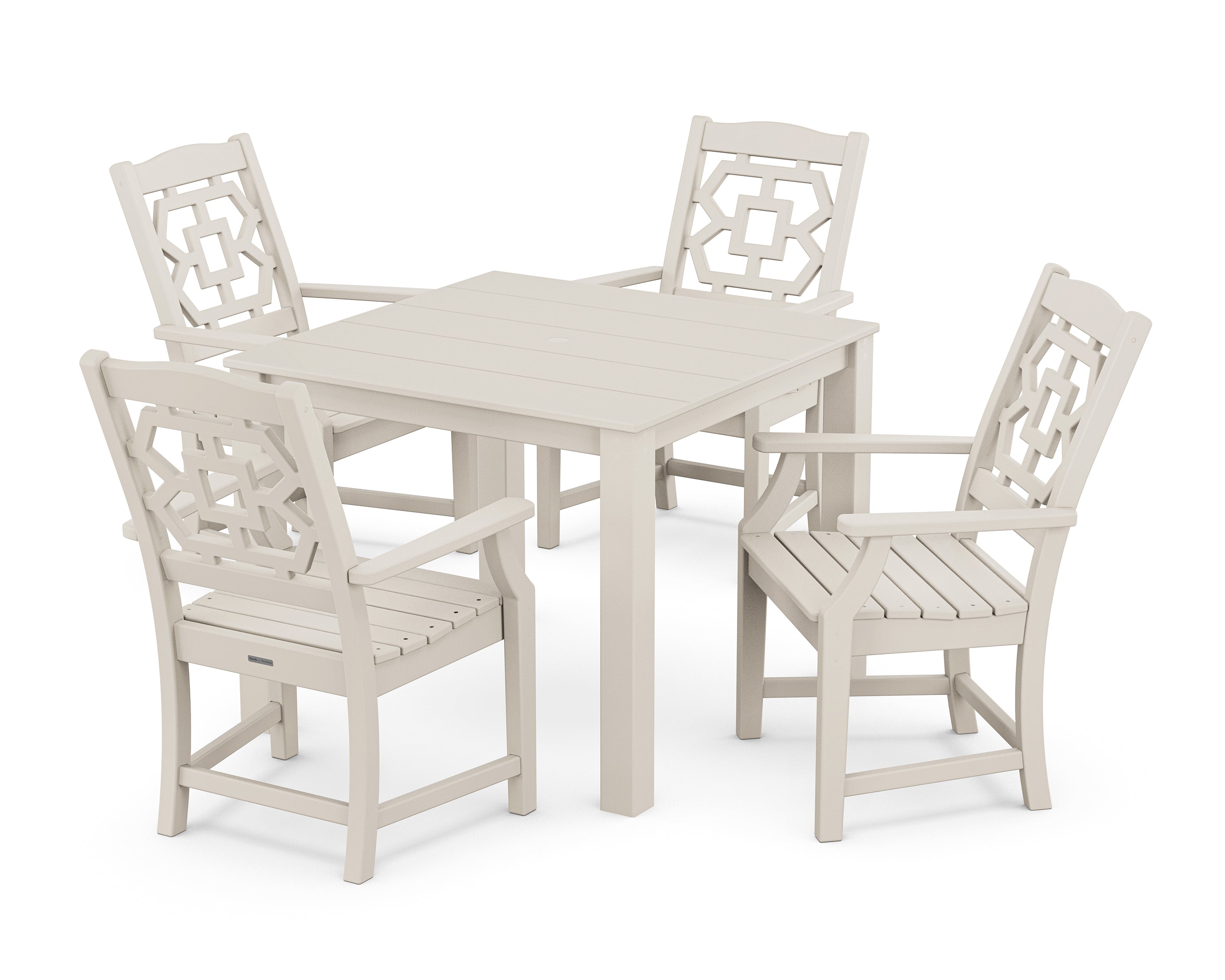 Martha Stewart by POLYWOOD® Chinoiserie 5-Piece Parsons Dining Set in Sand