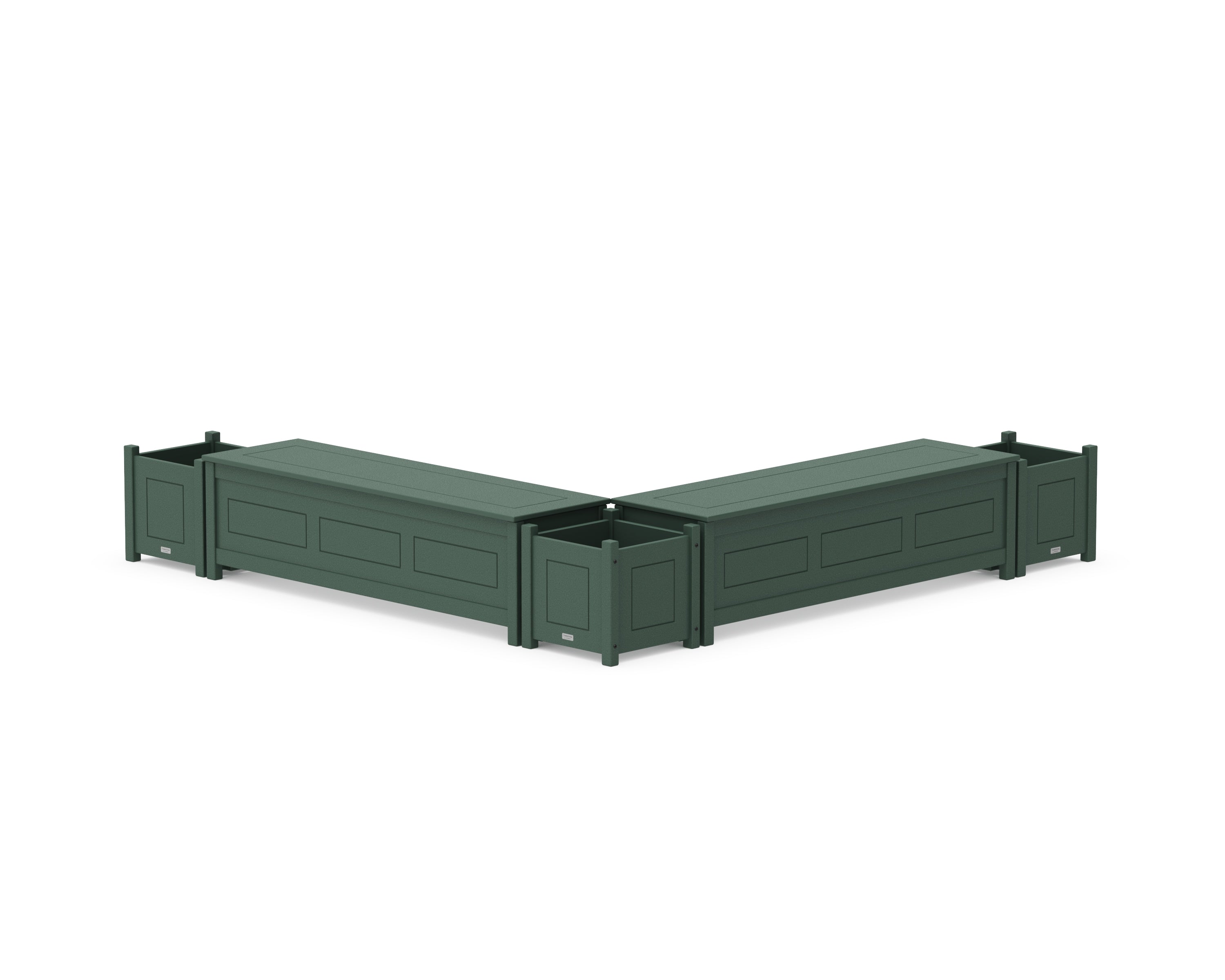 Country Living 60" Country Living L- Shaped Planter Storage Bench Corner Set in Green