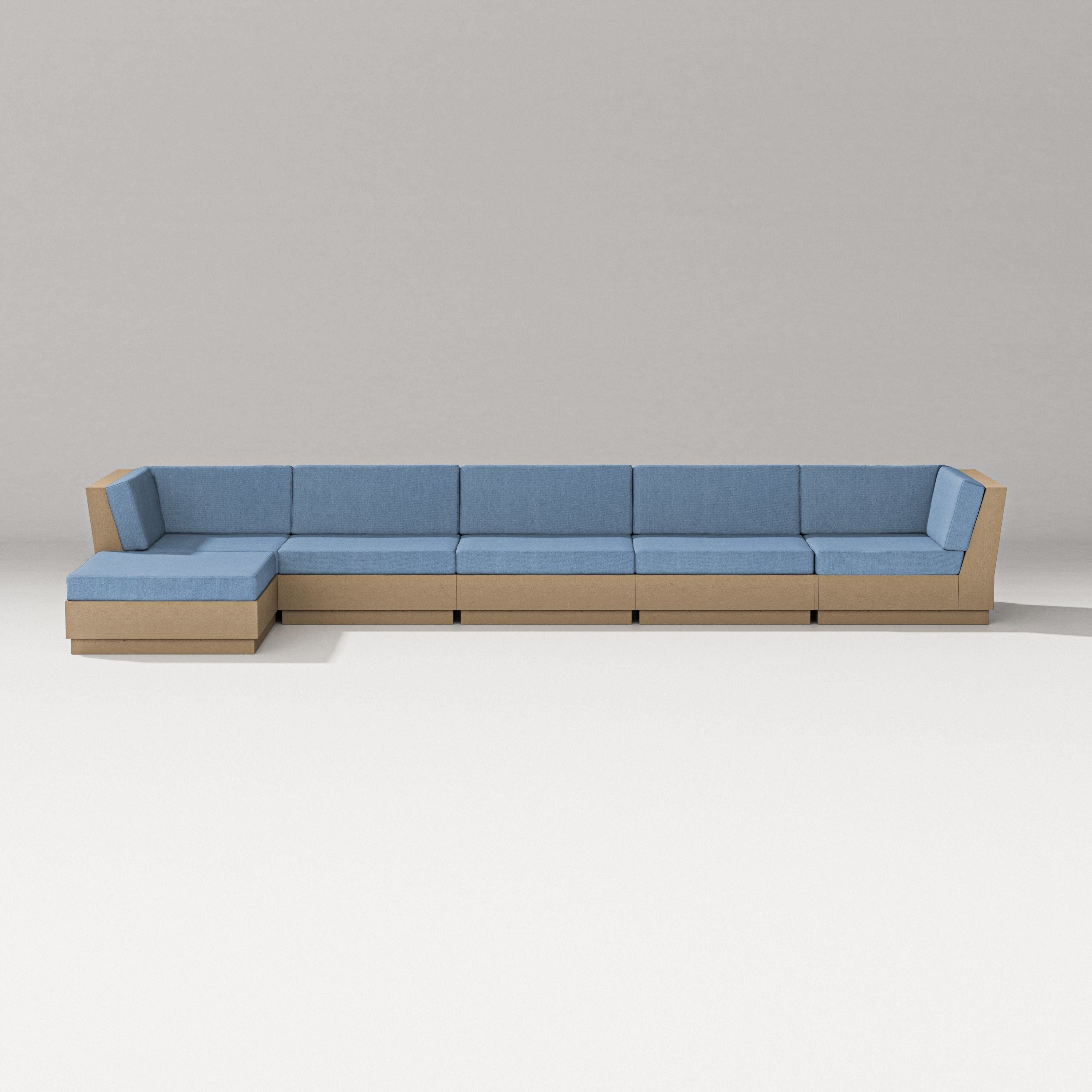 PW Designer Series Elevate 6-Piece Chaise Sectional in Vintage Sahara / Sky Blue