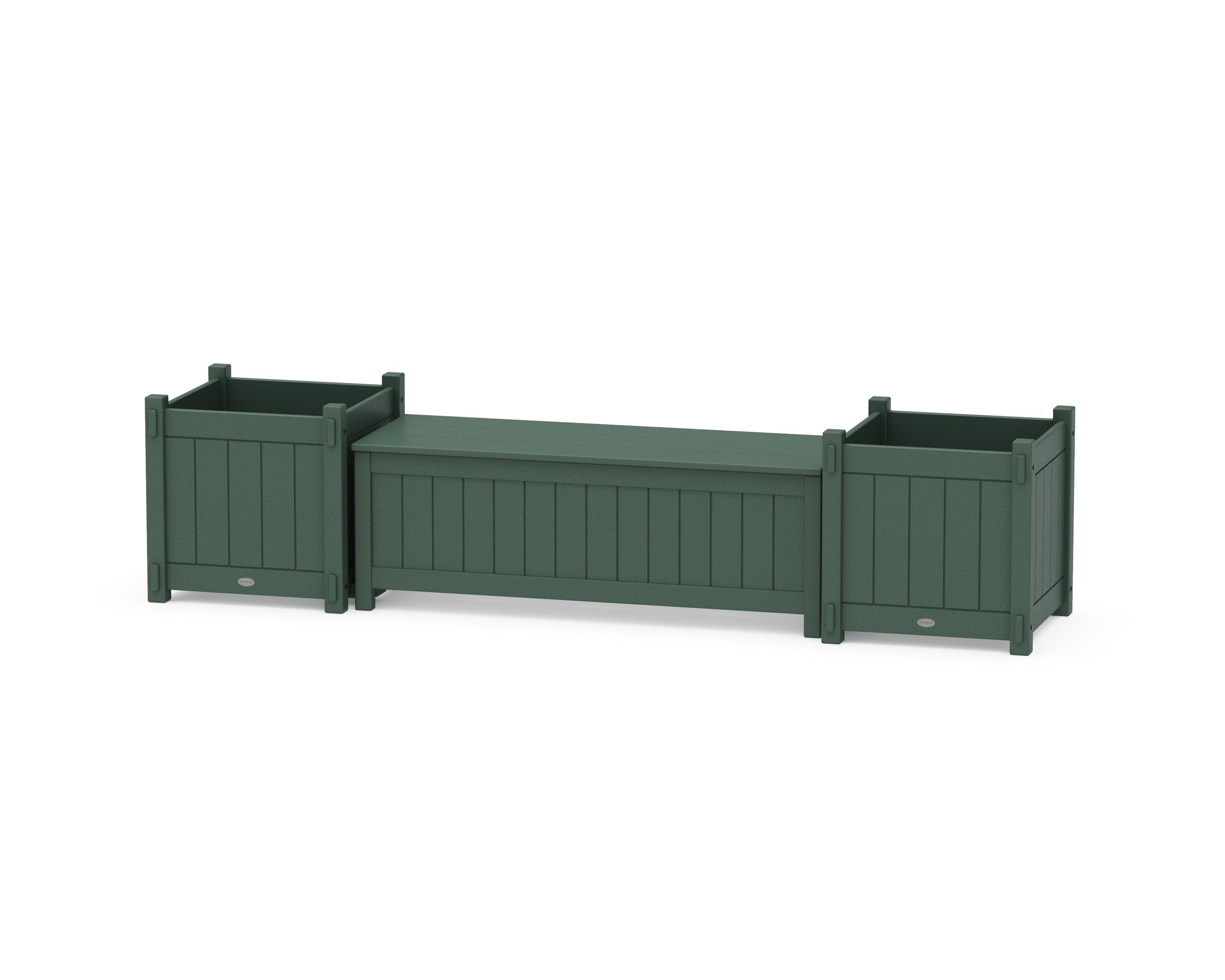 POLYWOOD 48" Vineyard Straight Planter Storage Bench Set- Large in Green