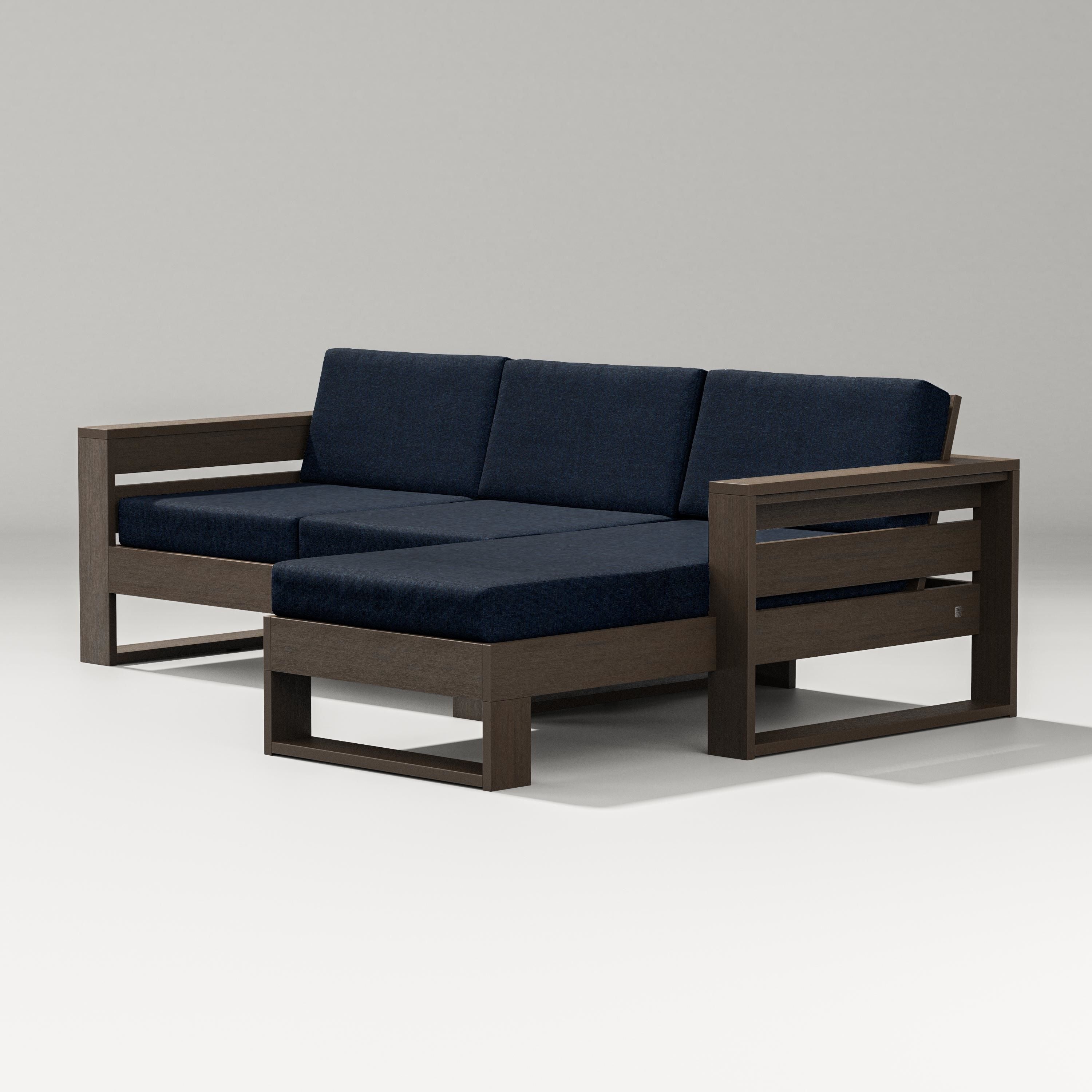 PW Designer Series Latitude Right Chaise Sectional in Kona / Marine Indigo