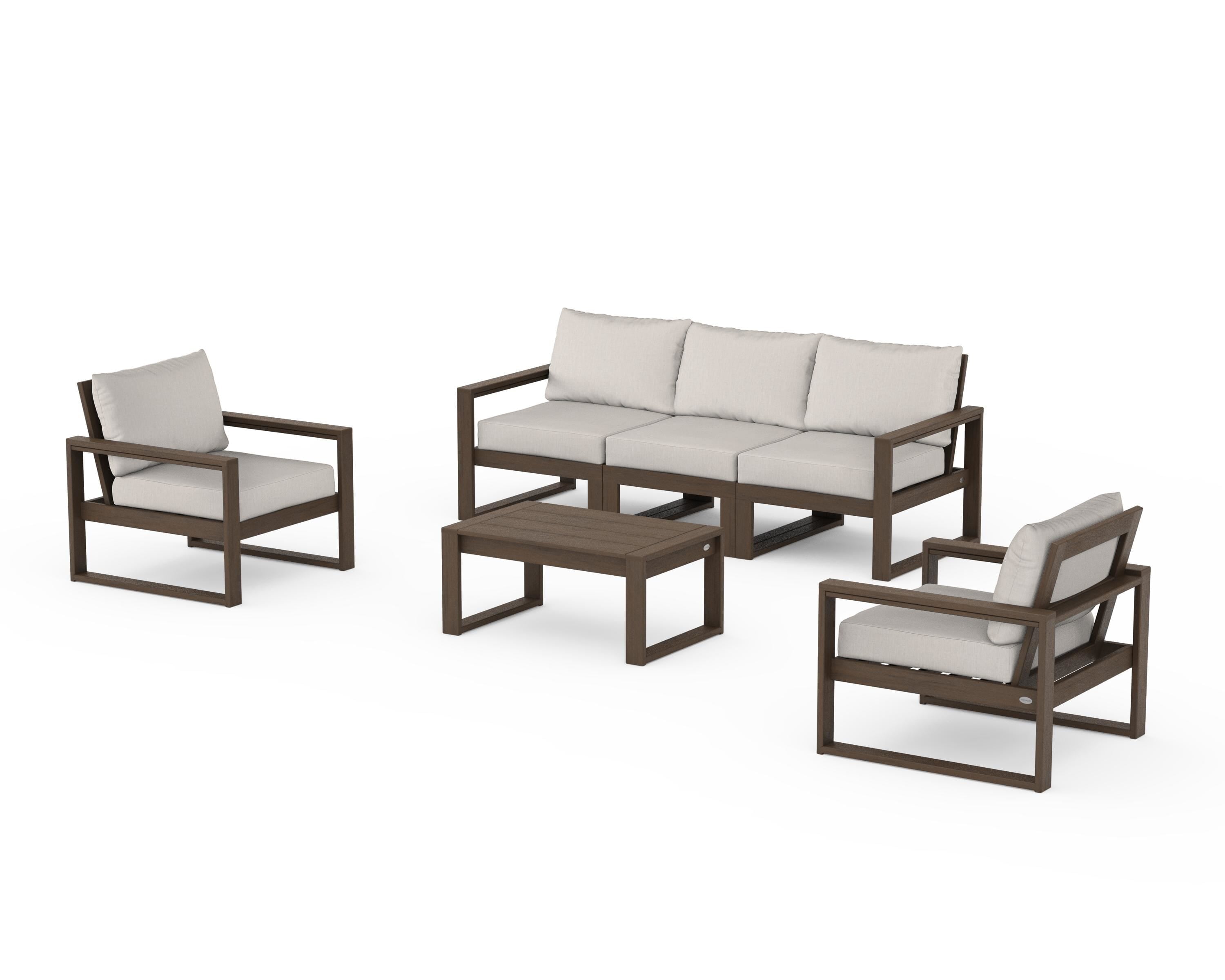 POLYWOOD EDGE Sectional 4-Piece Deep Seating Set with Sofa in Kona / Cast Ash