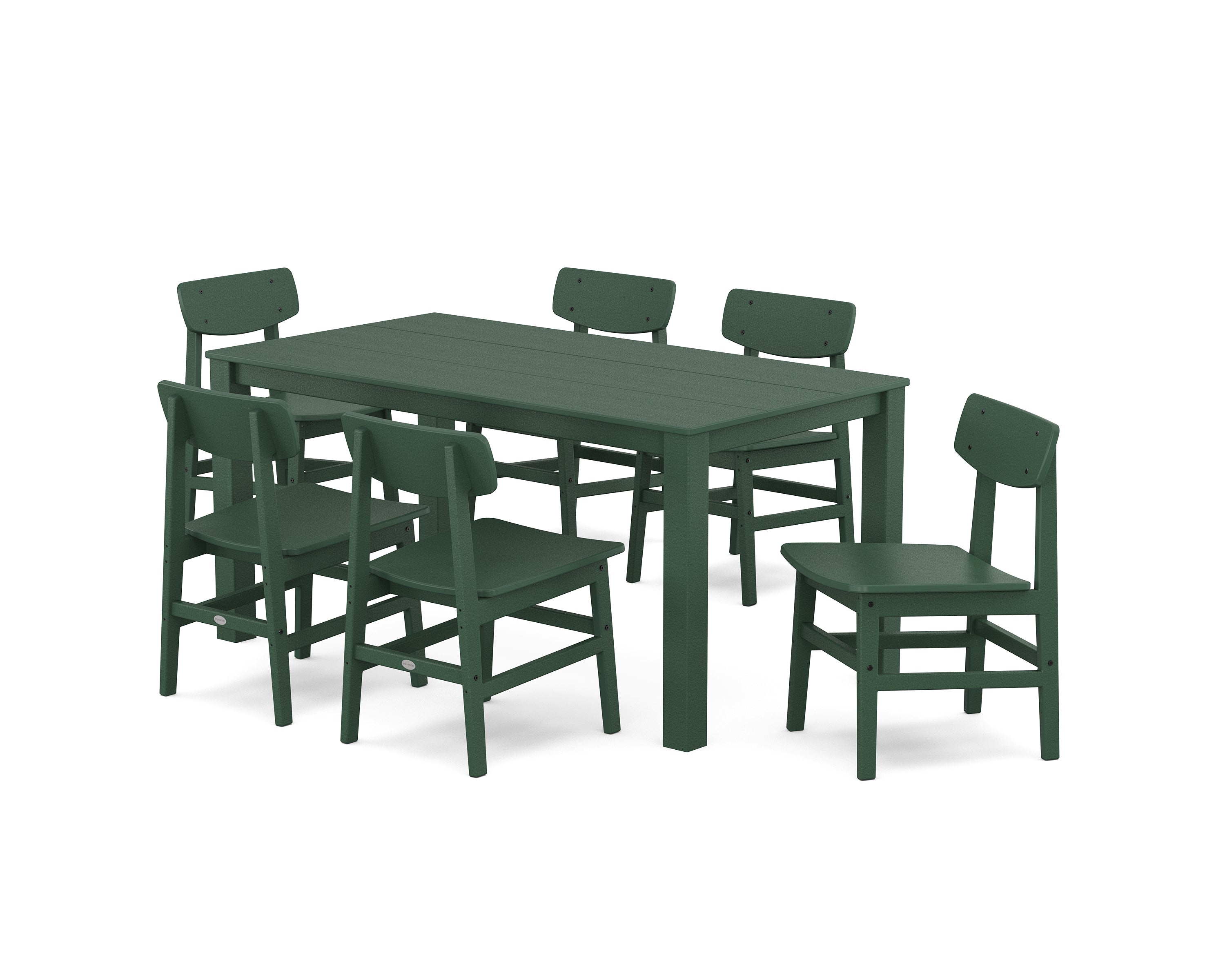 POLYWOOD® Modern Studio Urban Chair 7-Piece Parsons Table Dining Set in Green