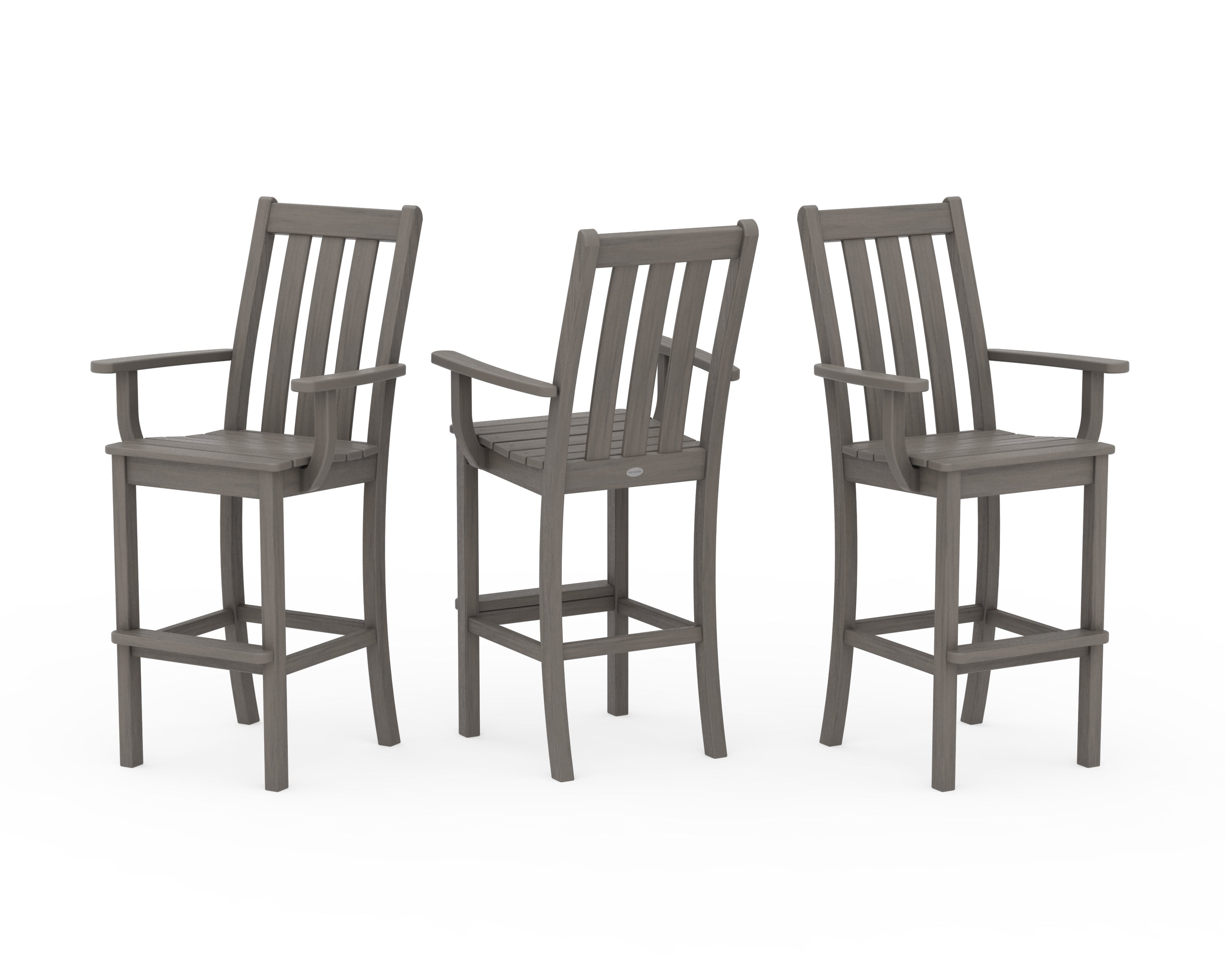 POLYWOOD Vineyard Bar Arm Chair 3-Pack in Driftwood