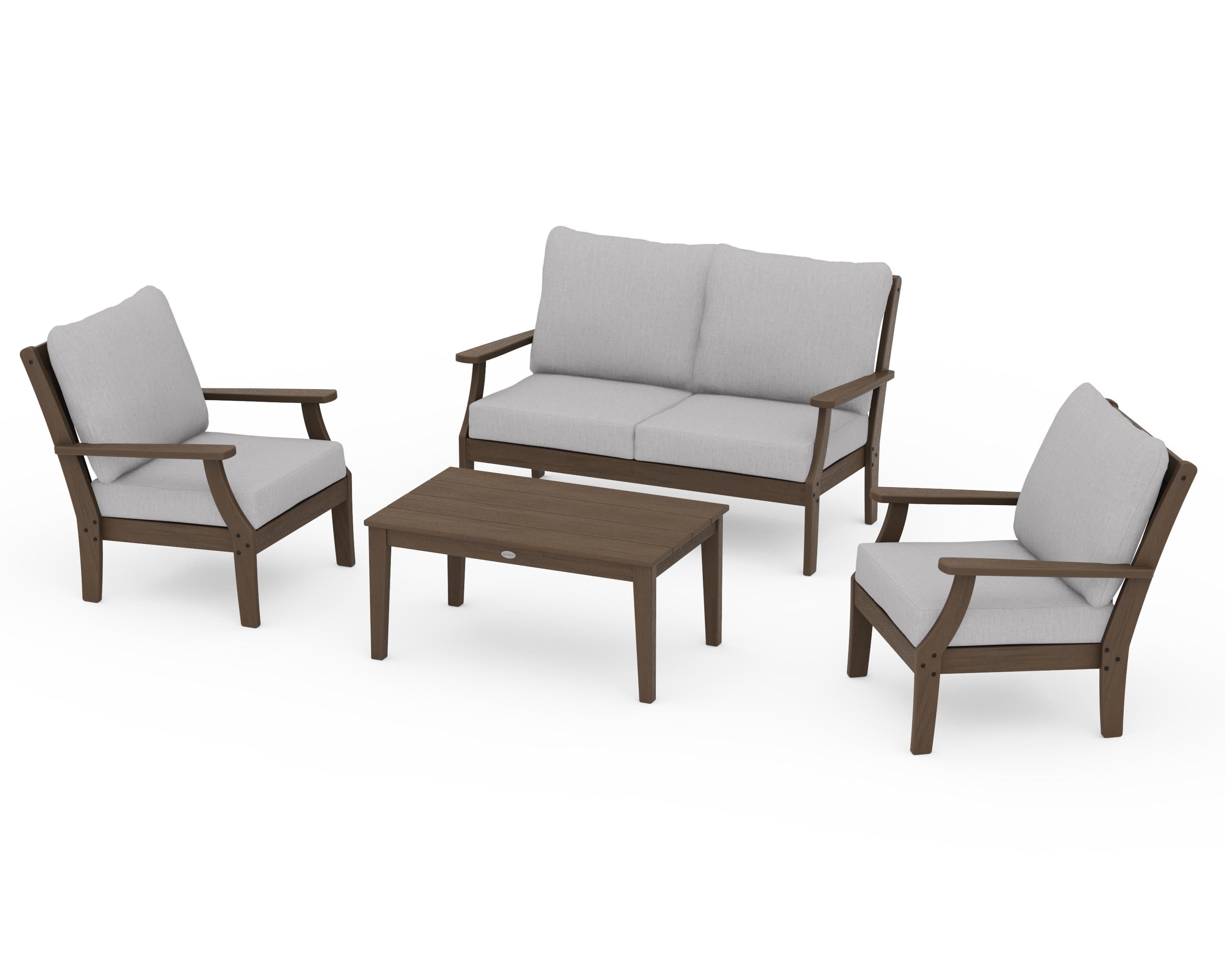 POLYWOOD Braxton 4-Piece Deep Seating Chair Set in Kona / Granite