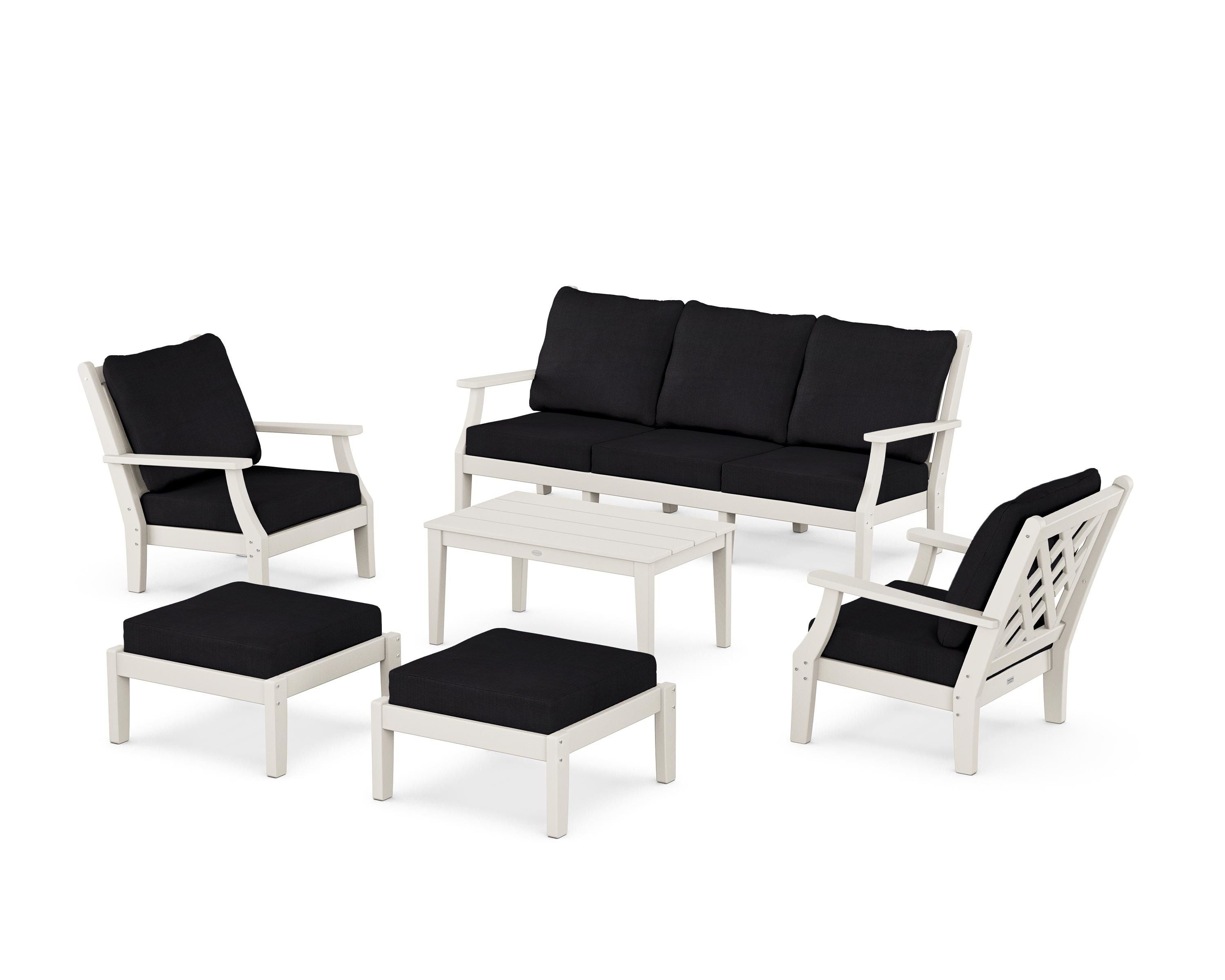 Country Living Wovendale 6-Piece Lounge Sofa Set in Sand / Midnight Linen