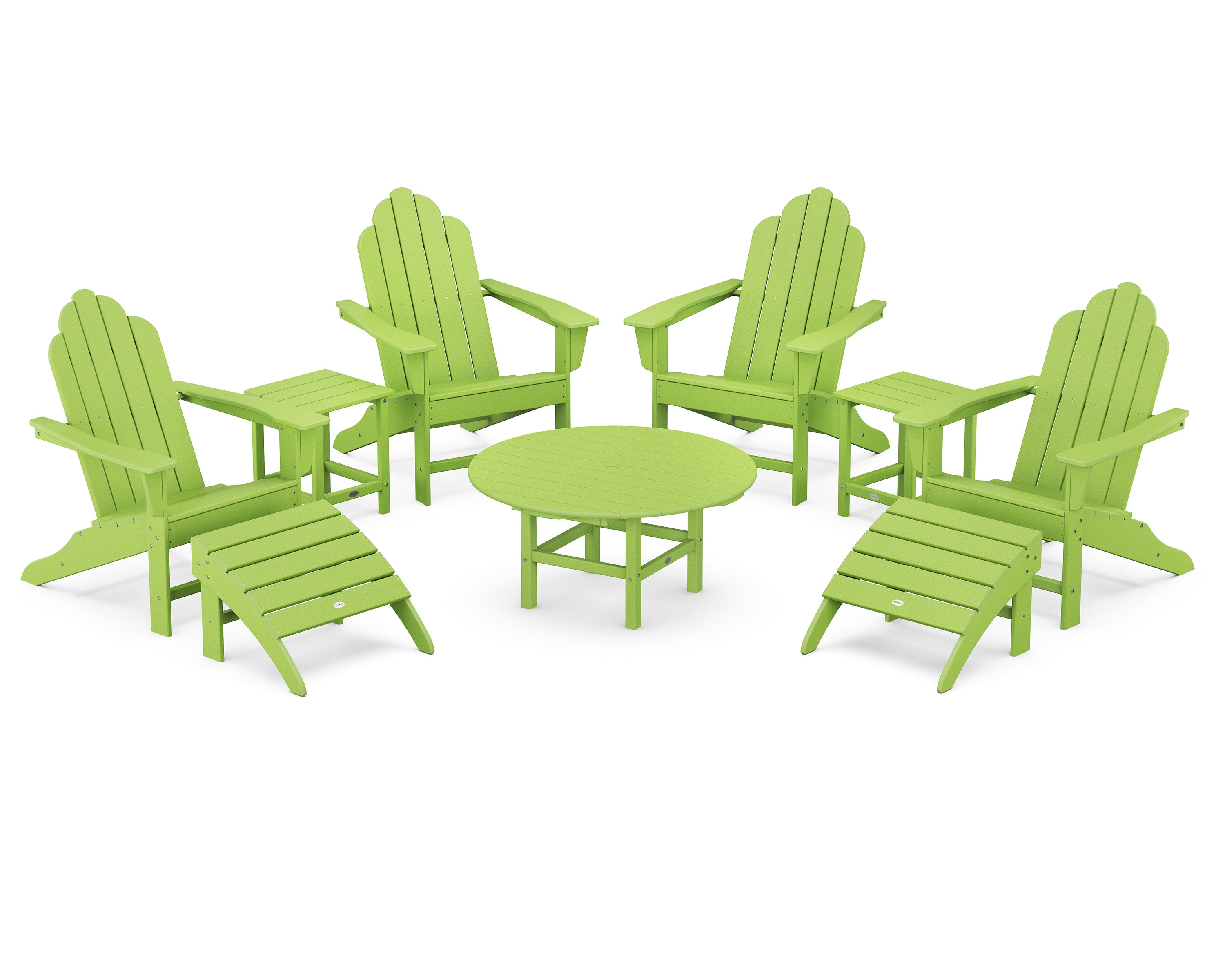 POLYWOOD® Long Island Adirondack 9-Piece Conversation Group in Lime