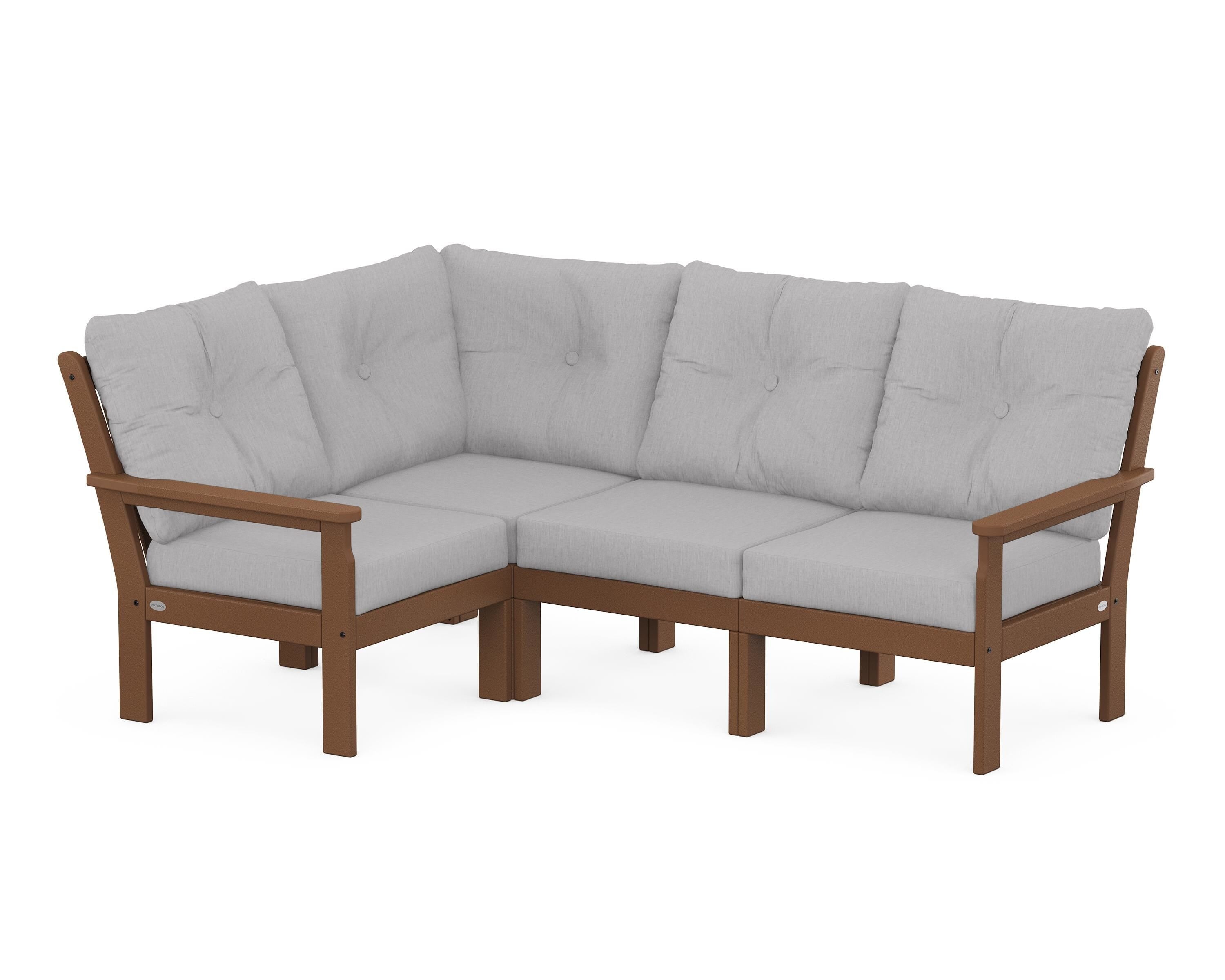 POLYWOOD Vineyard 4-Piece Sectional in Teak / Granite