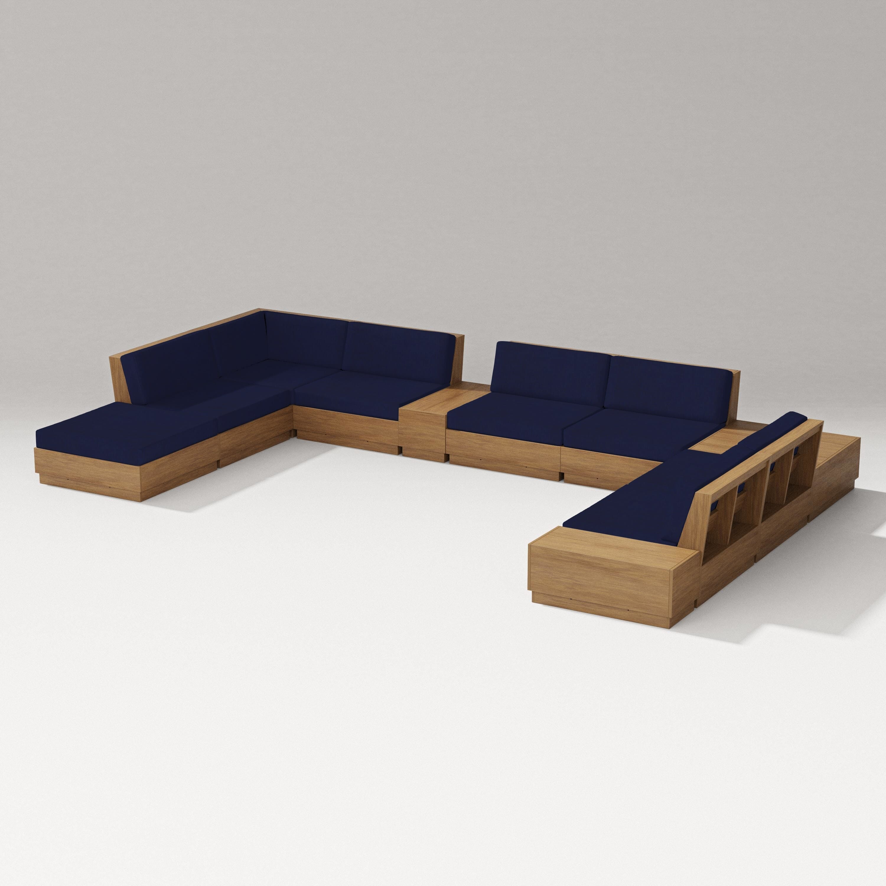 PW Designer Series Elevate 11-Piece Conversation Sectional Set in Natural / Navy