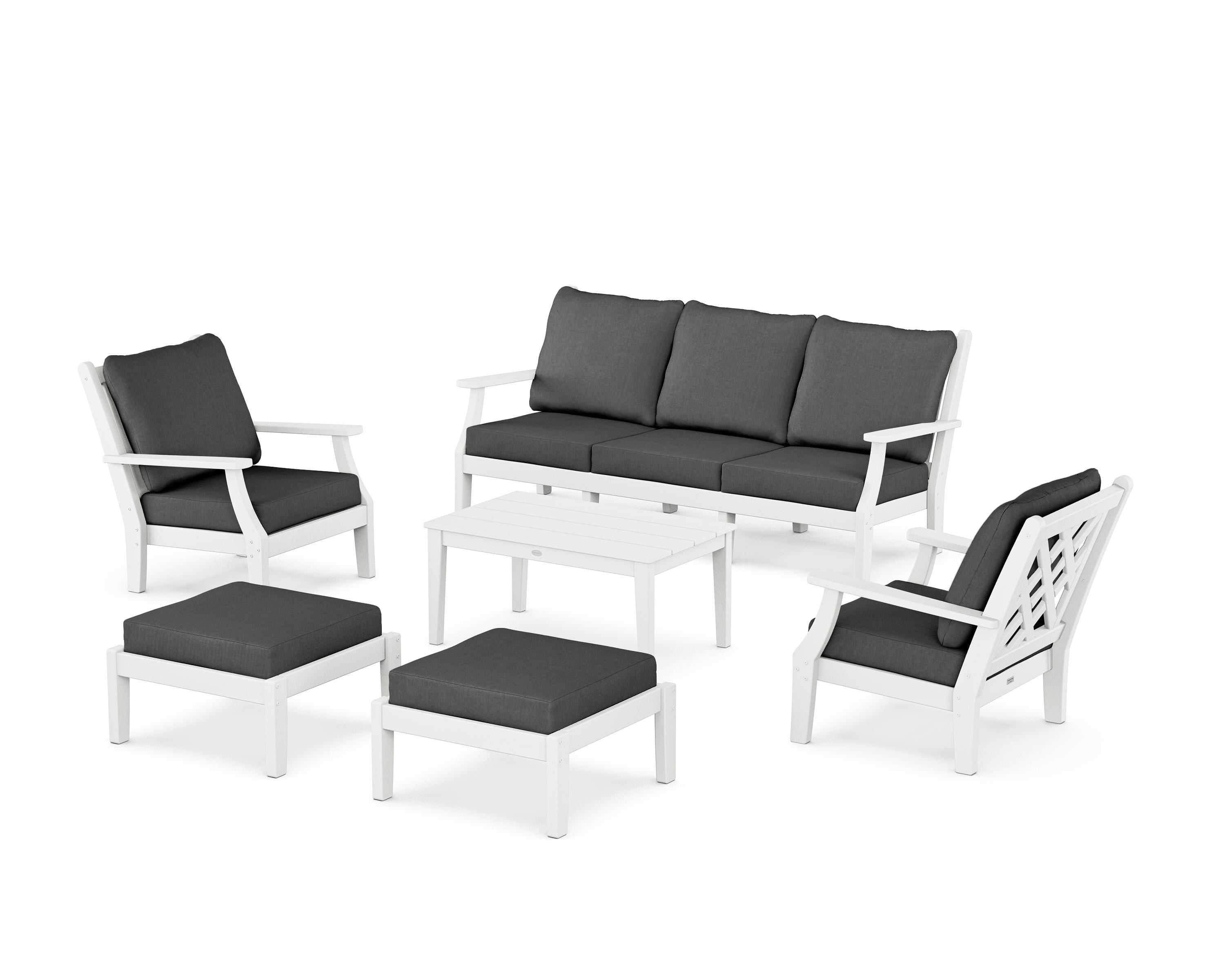 Country Living Wovendale 6-Piece Lounge Sofa Set in White / Spectrum Carbon