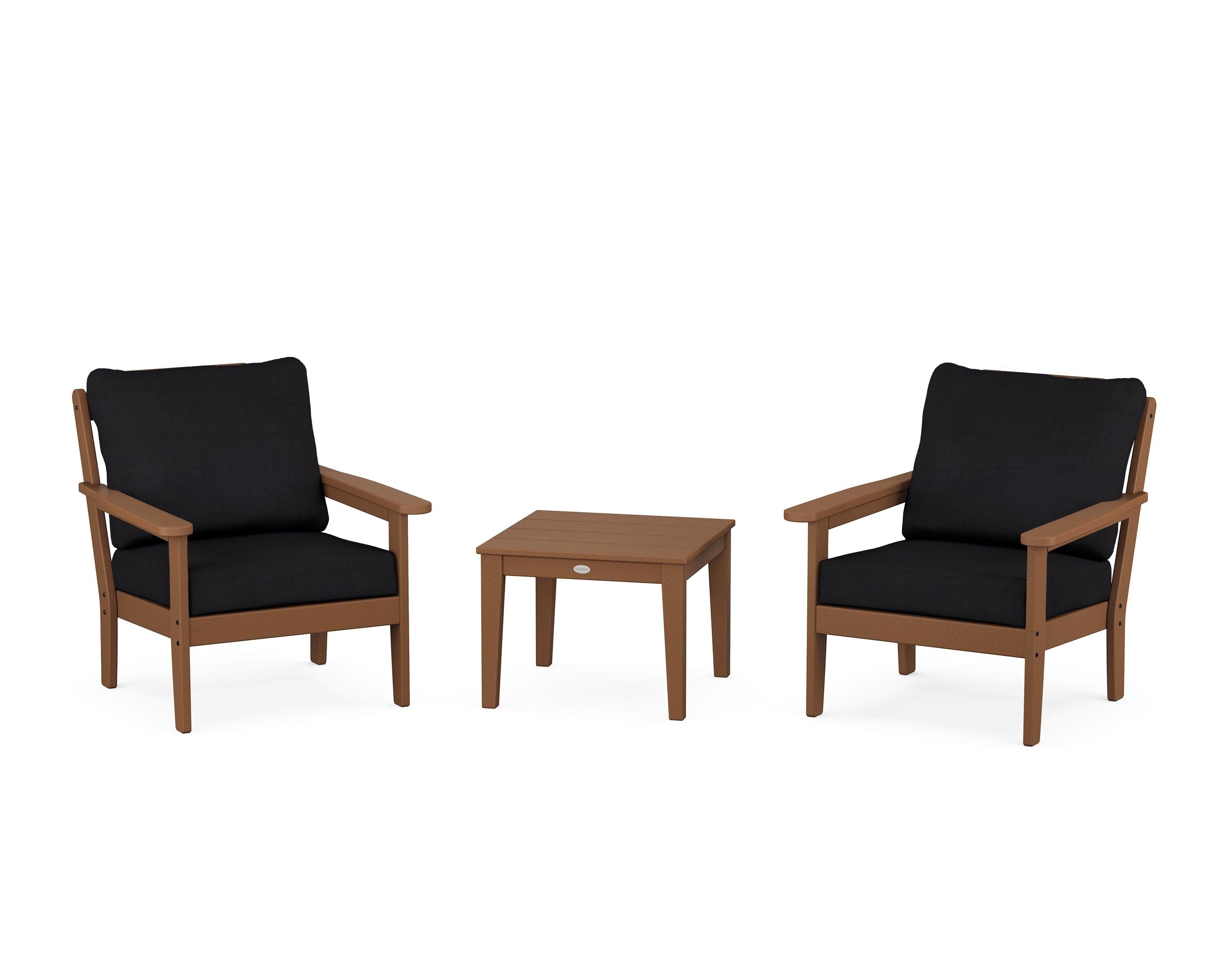 Country Living Cottage 3-Piece Deep Seating Set in Teak / Midnight Linen