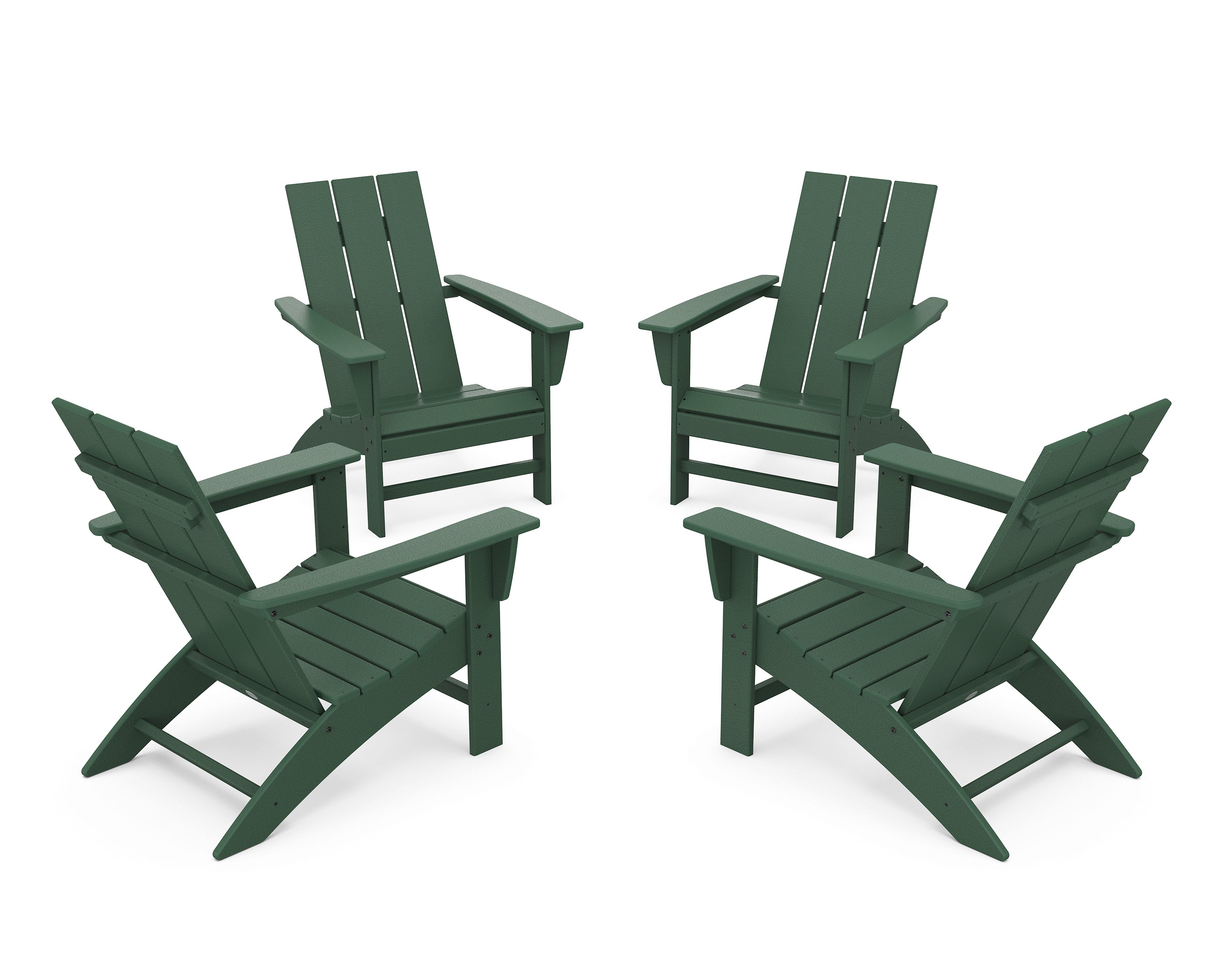 POLYWOOD® 4-Piece Modern Adirondack Chair Conversation Set in Green