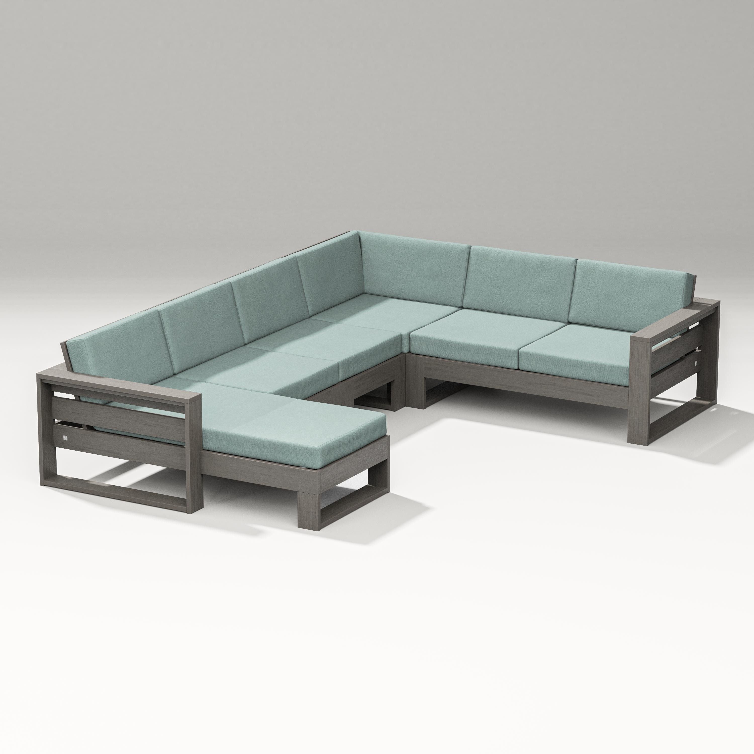 PW Designer Series Latitude Corner Sectional with Left Chaise in Driftwood / Glacier Spa