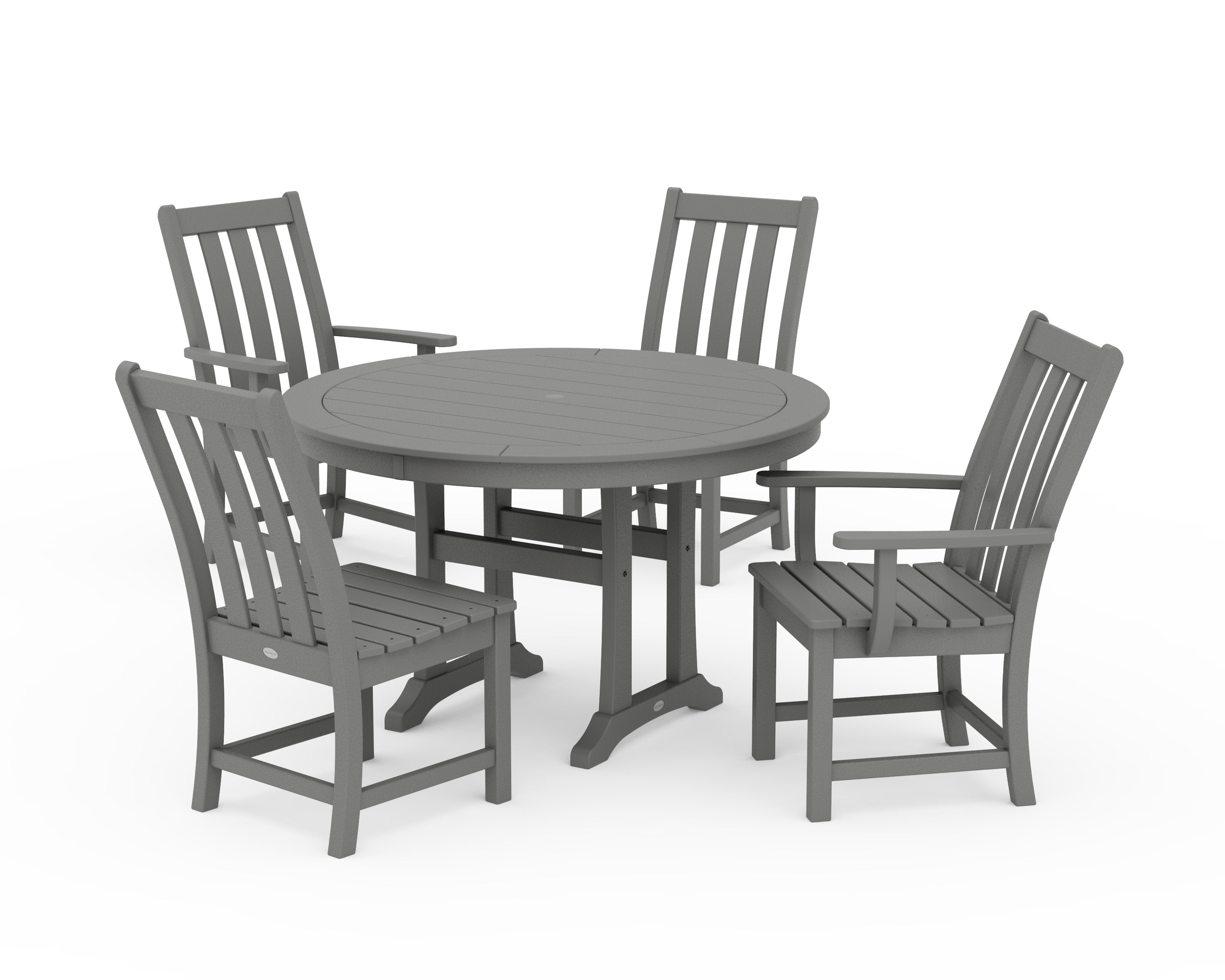 POLYWOOD Vineyard 5-Piece Nautical Trestle Dining Set in Slate Grey