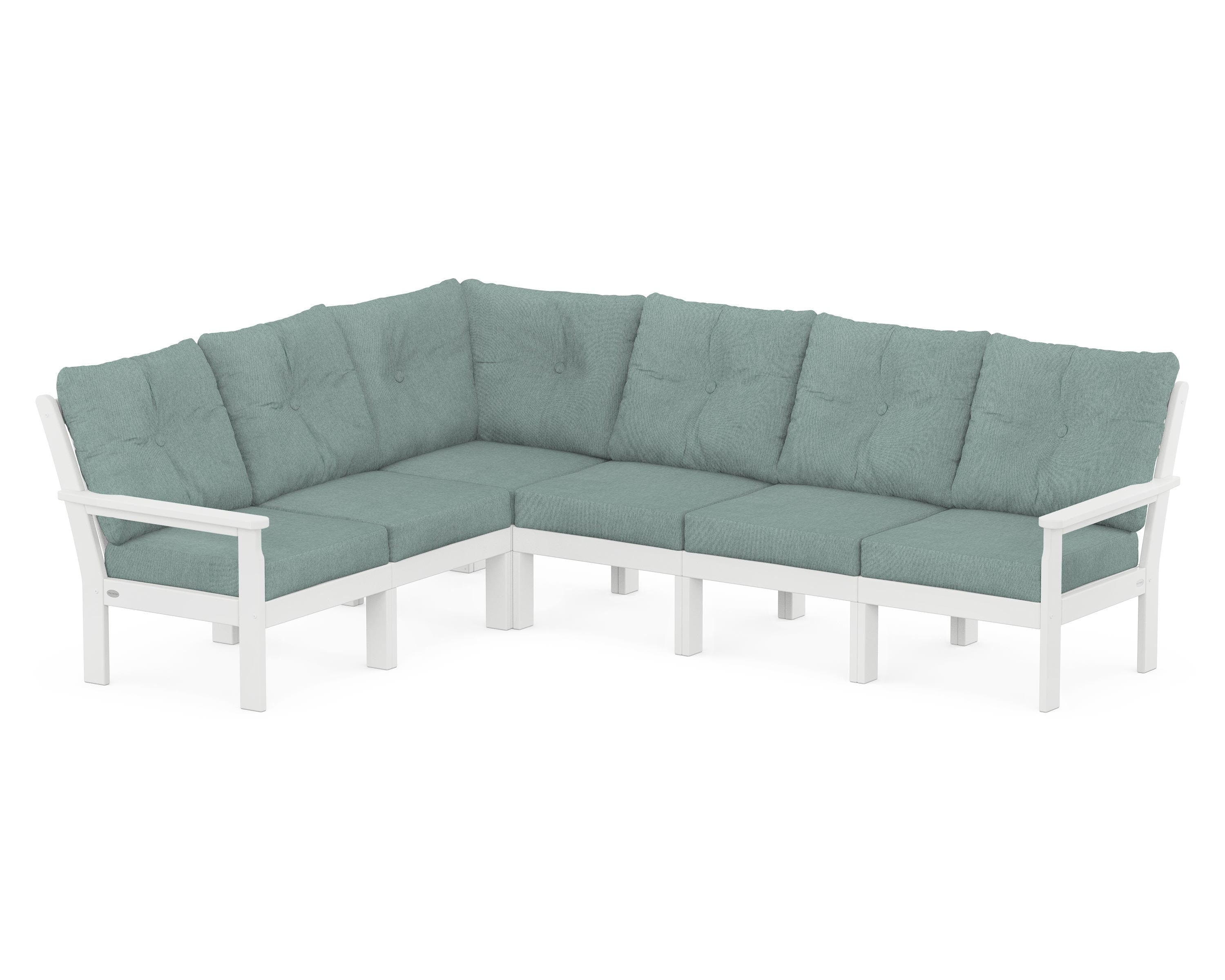 POLYWOOD Vineyard 6-Piece Sectional in White / Glacier Spa