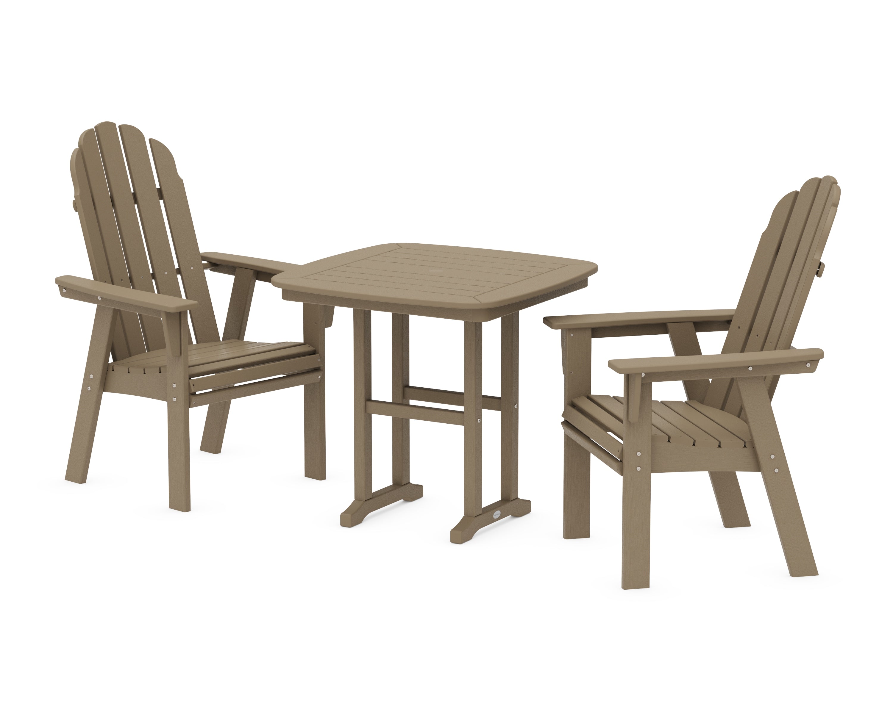 POLYWOOD Vineyard Adirondack 3-Piece Dining Set in Vintage Sahara