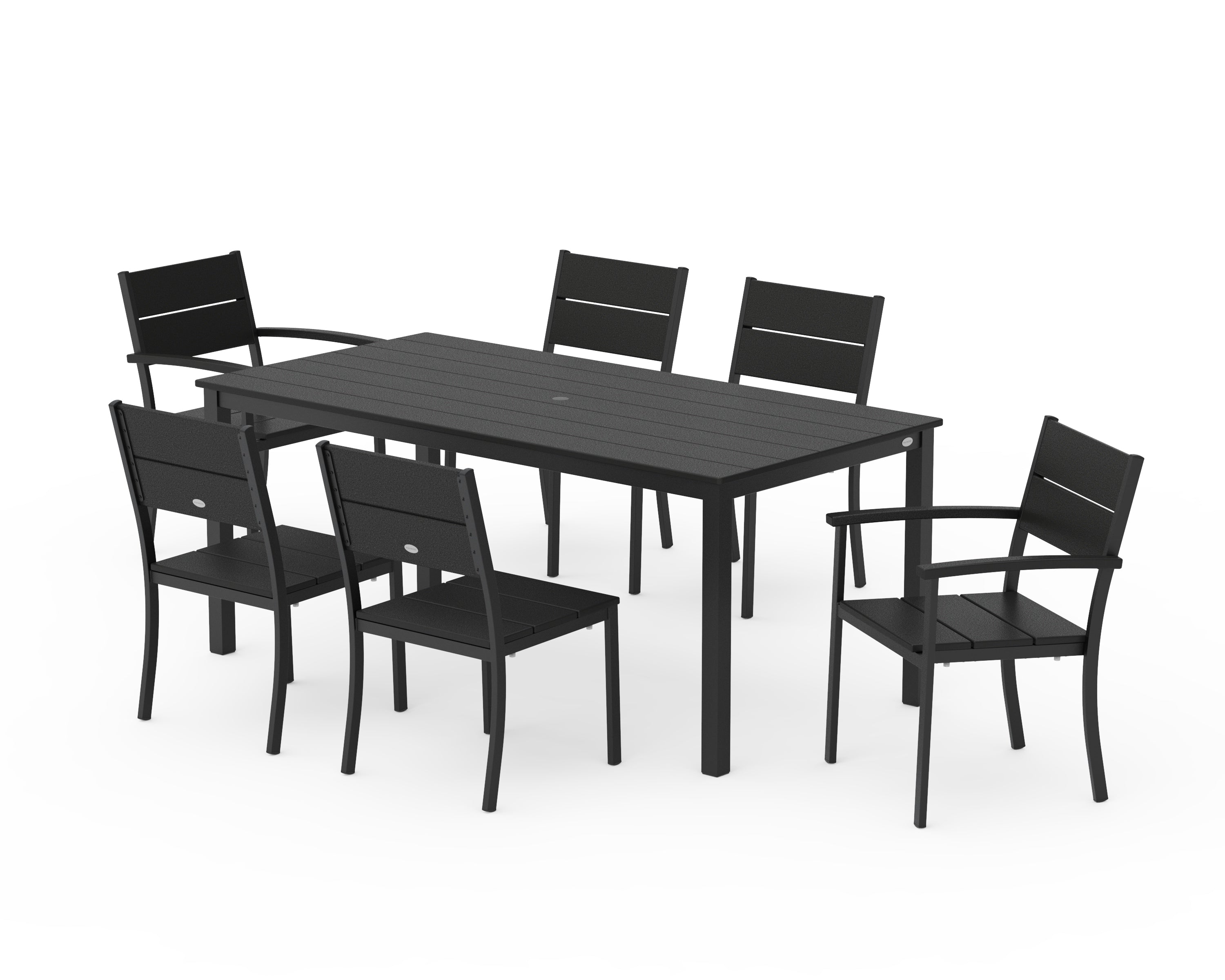 POLYWOOD Main Street 7-Piece Dining Set in Black / Black