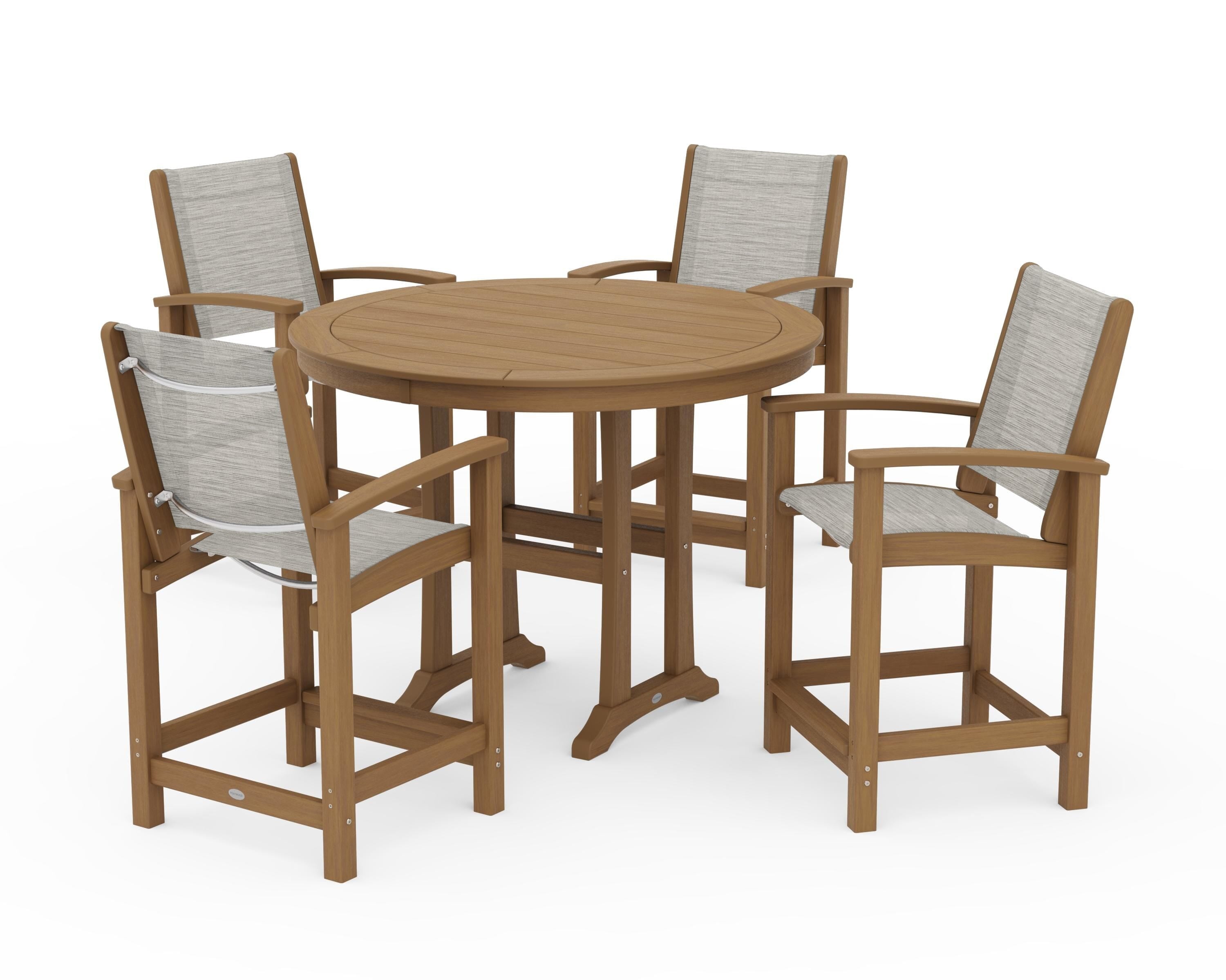POLYWOOD Coastal 5-Piece Counter Set in Natural / Birch Sling