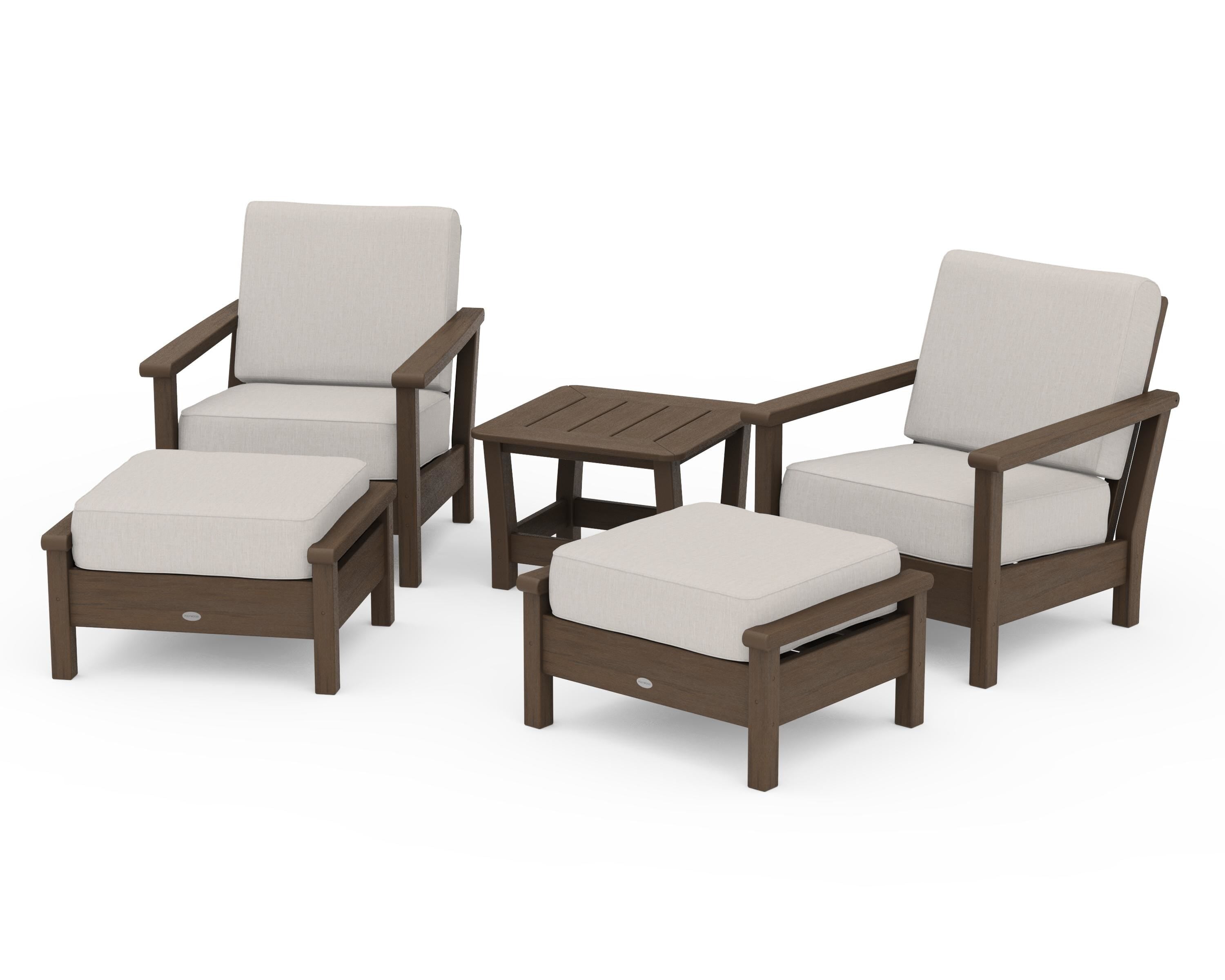 POLYWOOD Harbour 5-Piece Deep Seating Chair Set in Kona / Cast Ash