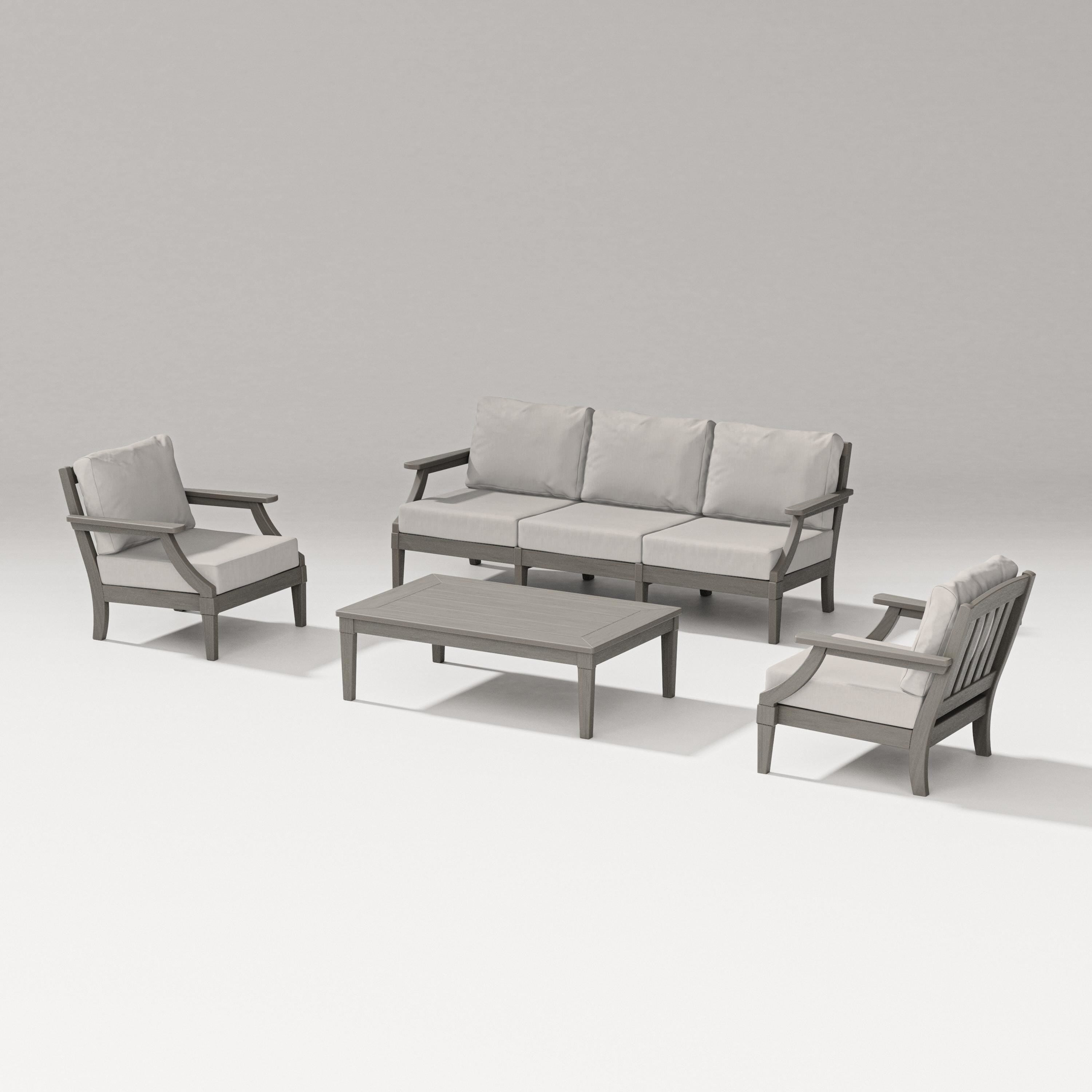 PW Designer Series Estate 4-Piece Lounge Sofa Set in Driftwood / Cast Ash