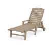 POLYWOOD Nautical Chaise with Arms & Wheels in Vintage Sahara