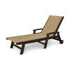 POLYWOOD Coastal Chaise with Wheels in Mahogany / Burlap Sling