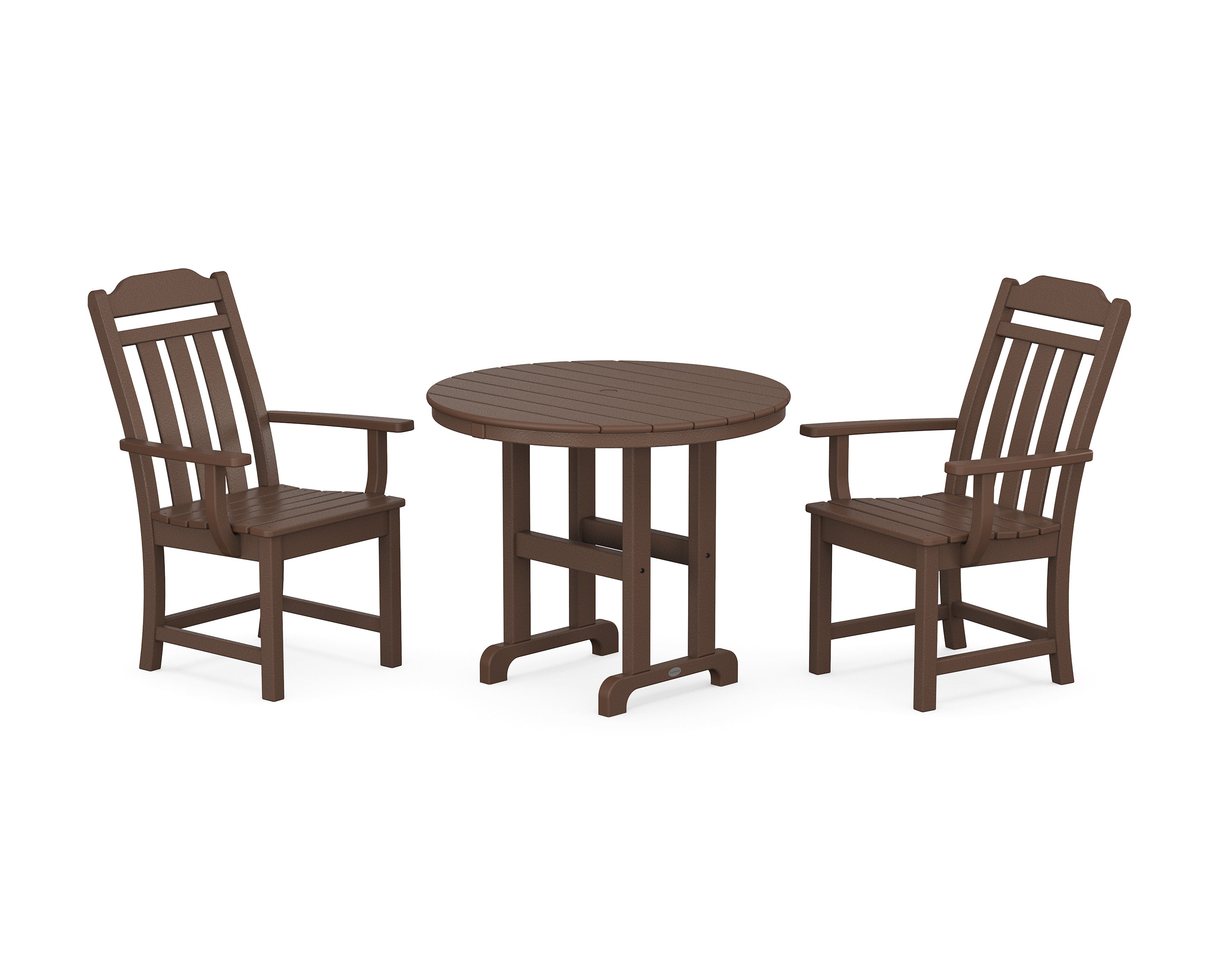 Polywood Country Living 3-Piece Farmhouse Dining Set in Mahogany